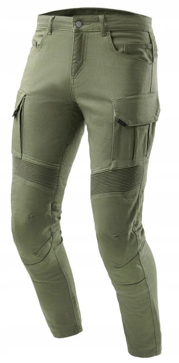 Ozone Faster Tapered Fit Olive Pánske Motocyklové Džínsy Zelené