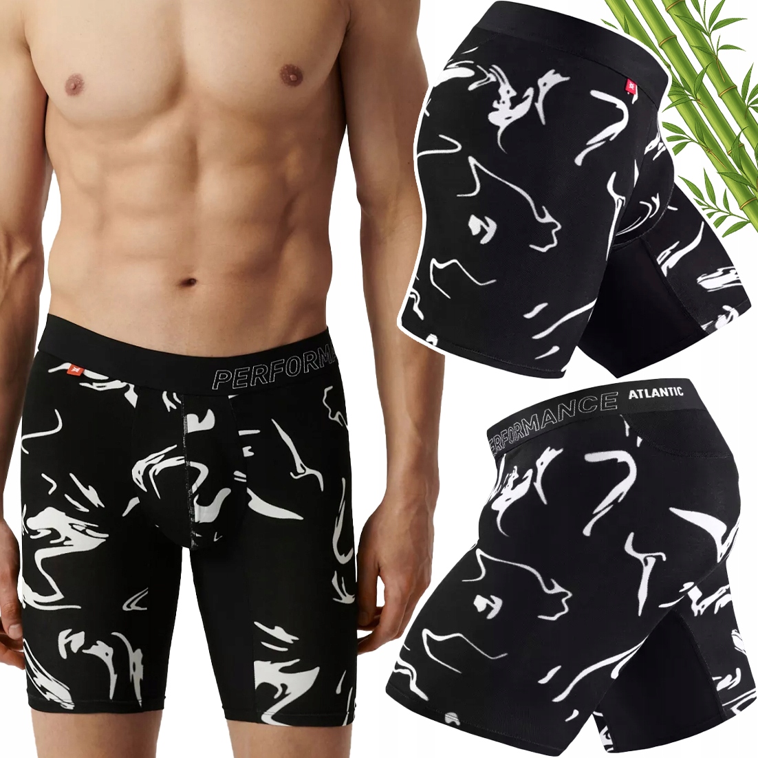 Pánské sportovní boxerky Atlantic z bambusu, prodyšné, Dlouhé Nohavice, XXL