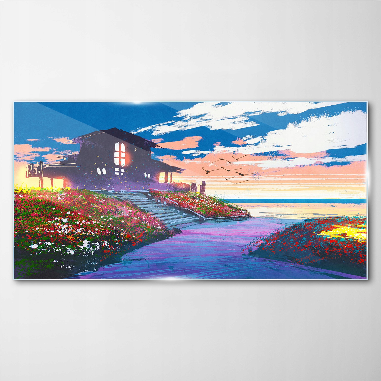 

Obraz szklany na ścianę Kwiaty niebo 100x50 cm