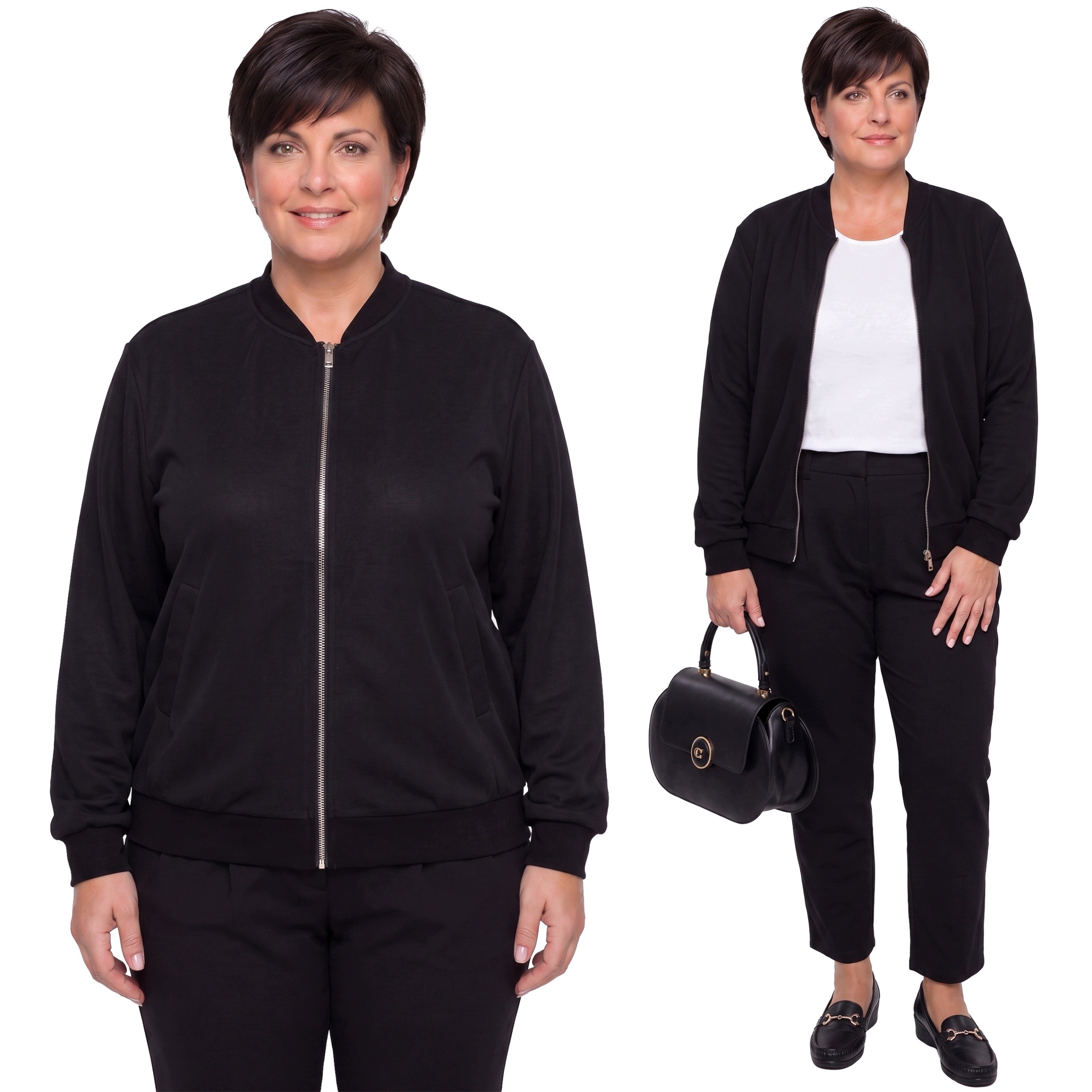 Černá mikina se zipem plus size velikost 50/52
