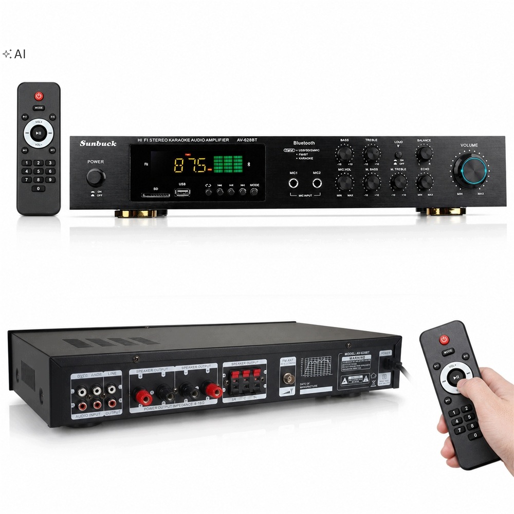 600W Bluetooth Mini AV-628BT HiFi zesilovač Fm/am