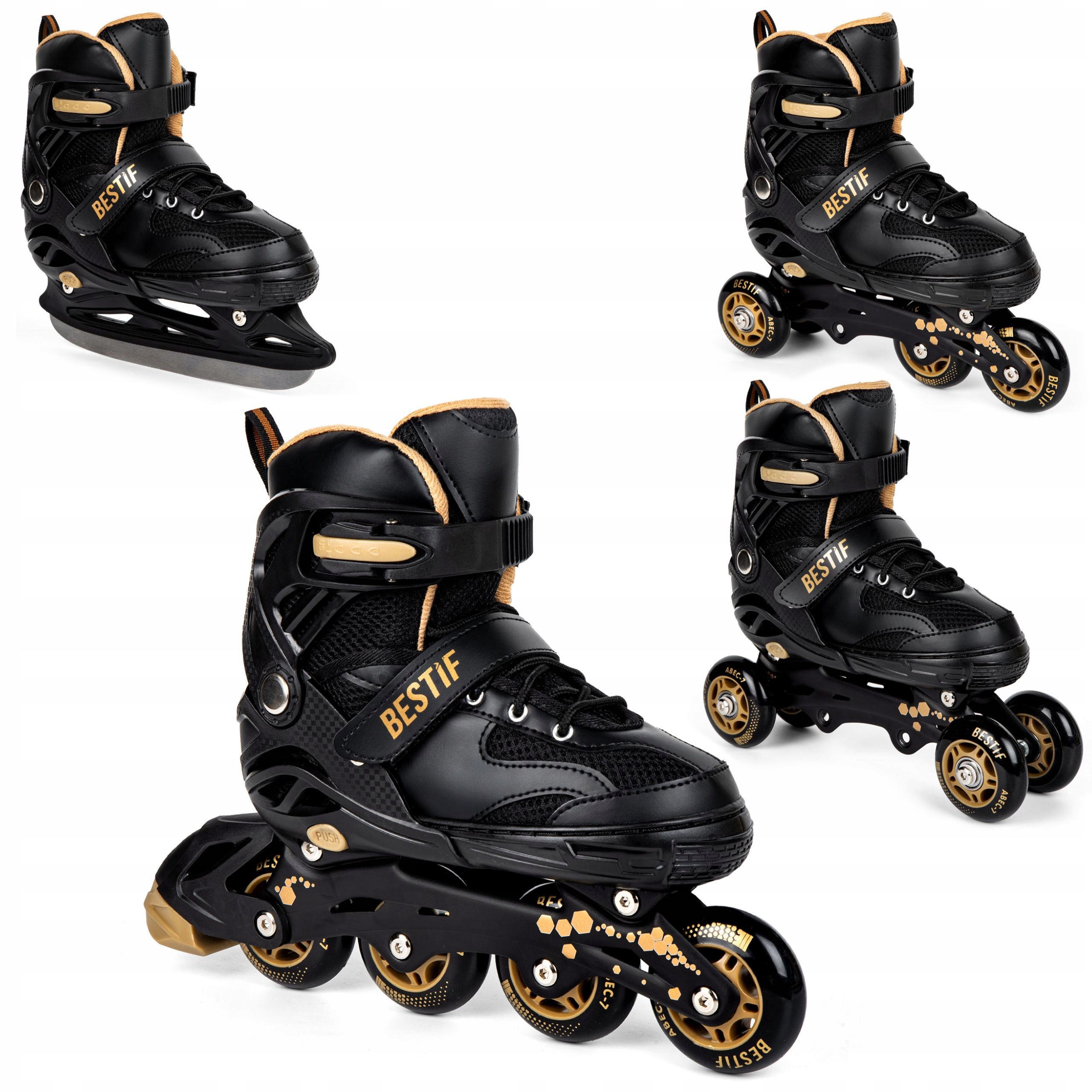 Brusle 2V1 Nastavitelné 4v1 Kolečkové Brusle Kolečkové Brusle Brusle Na Led S Vyměnitelnou Lyží Bestif 38-41