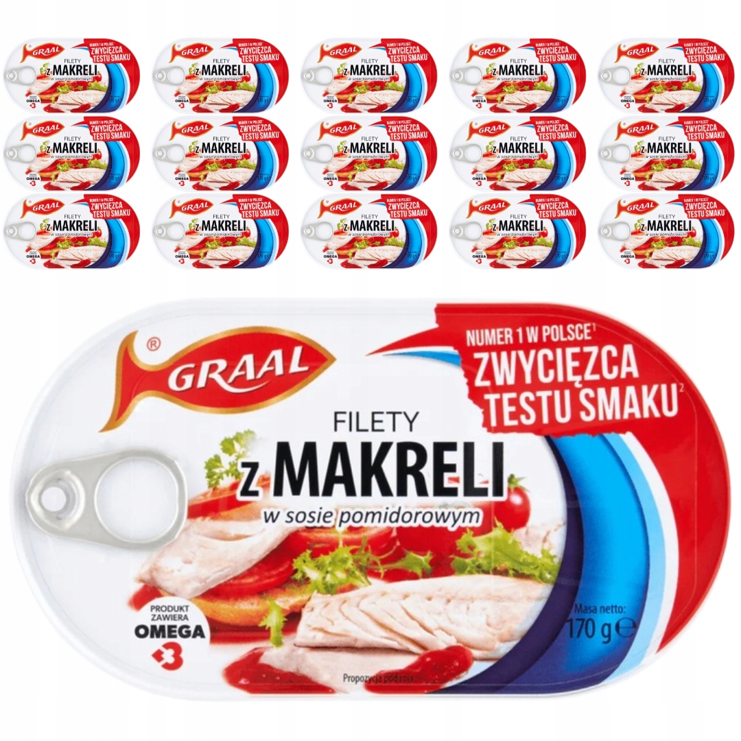 Graal Makrela w sosie pomidorowym 170 g x 15 sztuk