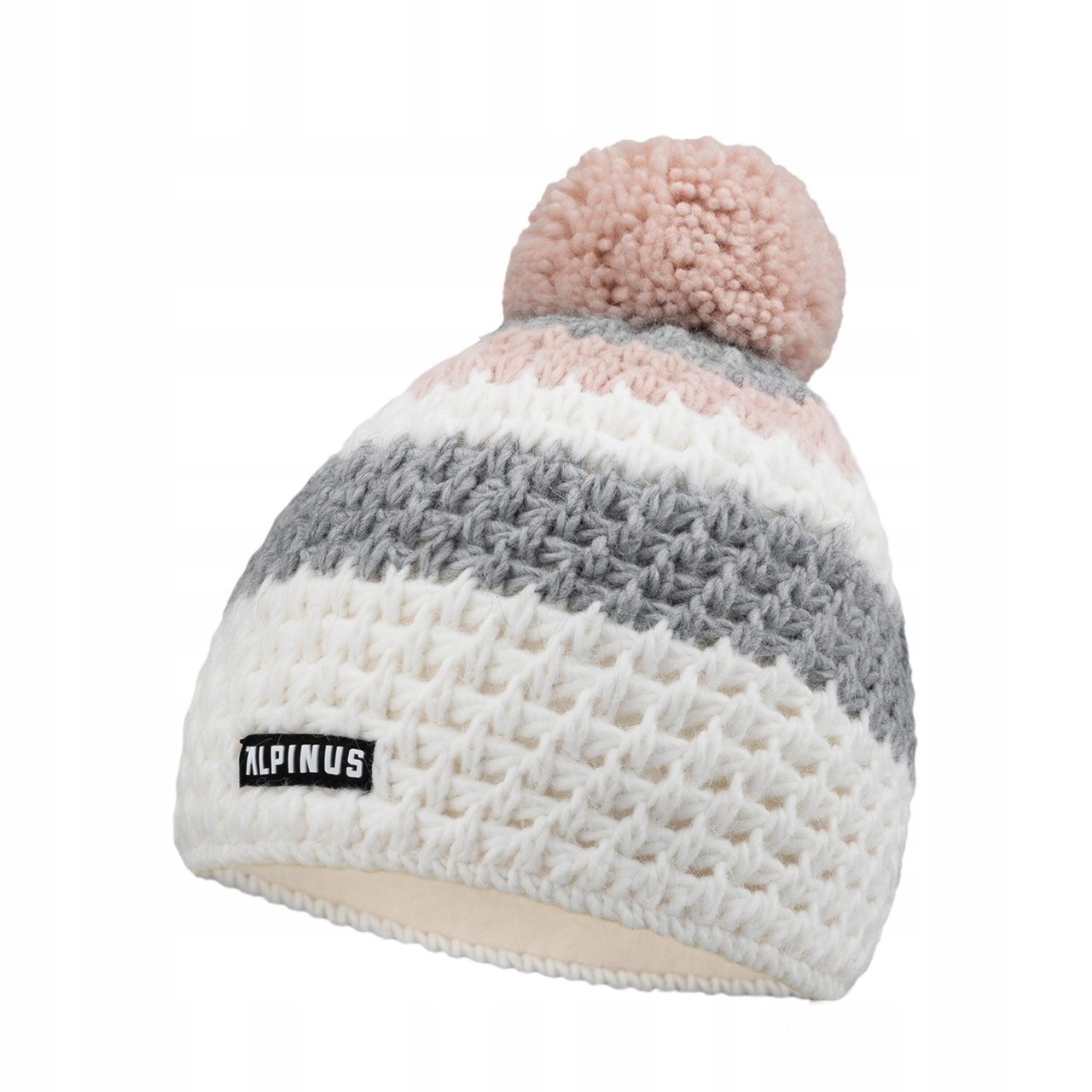 Czapka damska zimowa Alpinus Luosto ciepła narciarska biało-szaro-różowa