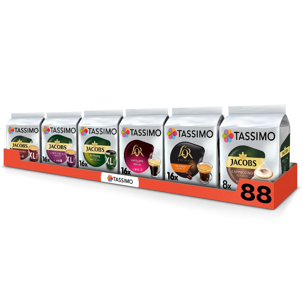 Kapsułki Tassimo zestaw XL mix kaw czarnych Jacobs i L'or, 5+1 Gratis!
