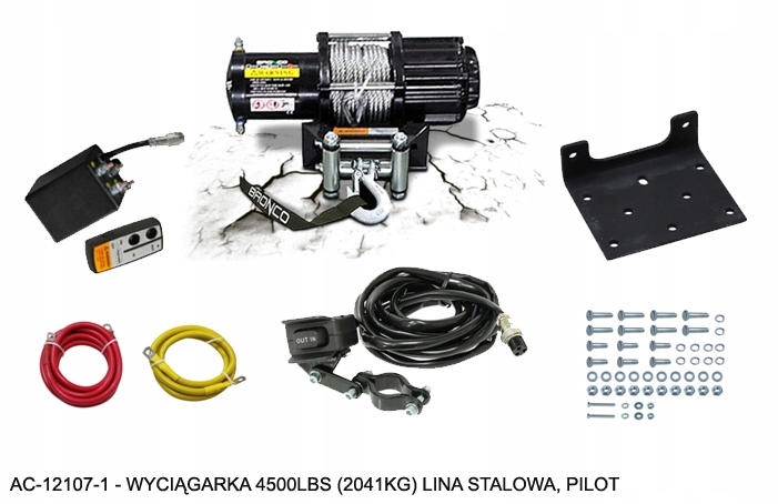 Bronco Navijak 4500LBS (2041KG) Oceľové Lano 5.5MM X 15.2M, Diaľkový Ovládač ()