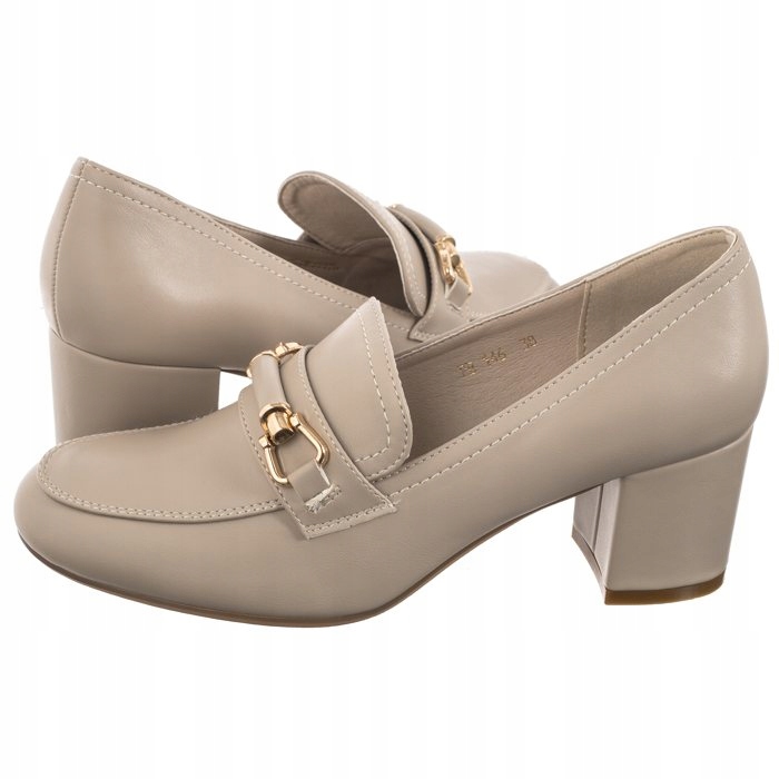 Buty Damskie Półbuty Czółenka na Obcasie Sergio Leone Beżowe Pb 146