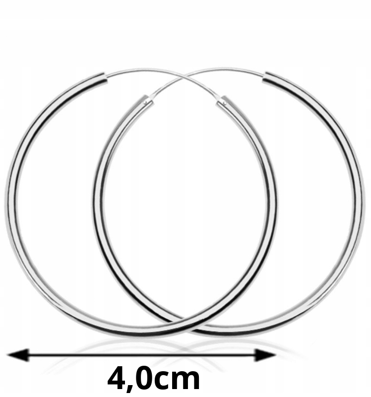 Stříbrné Náušnice Velké Kruhy 4,0 CM Stříbro 925
