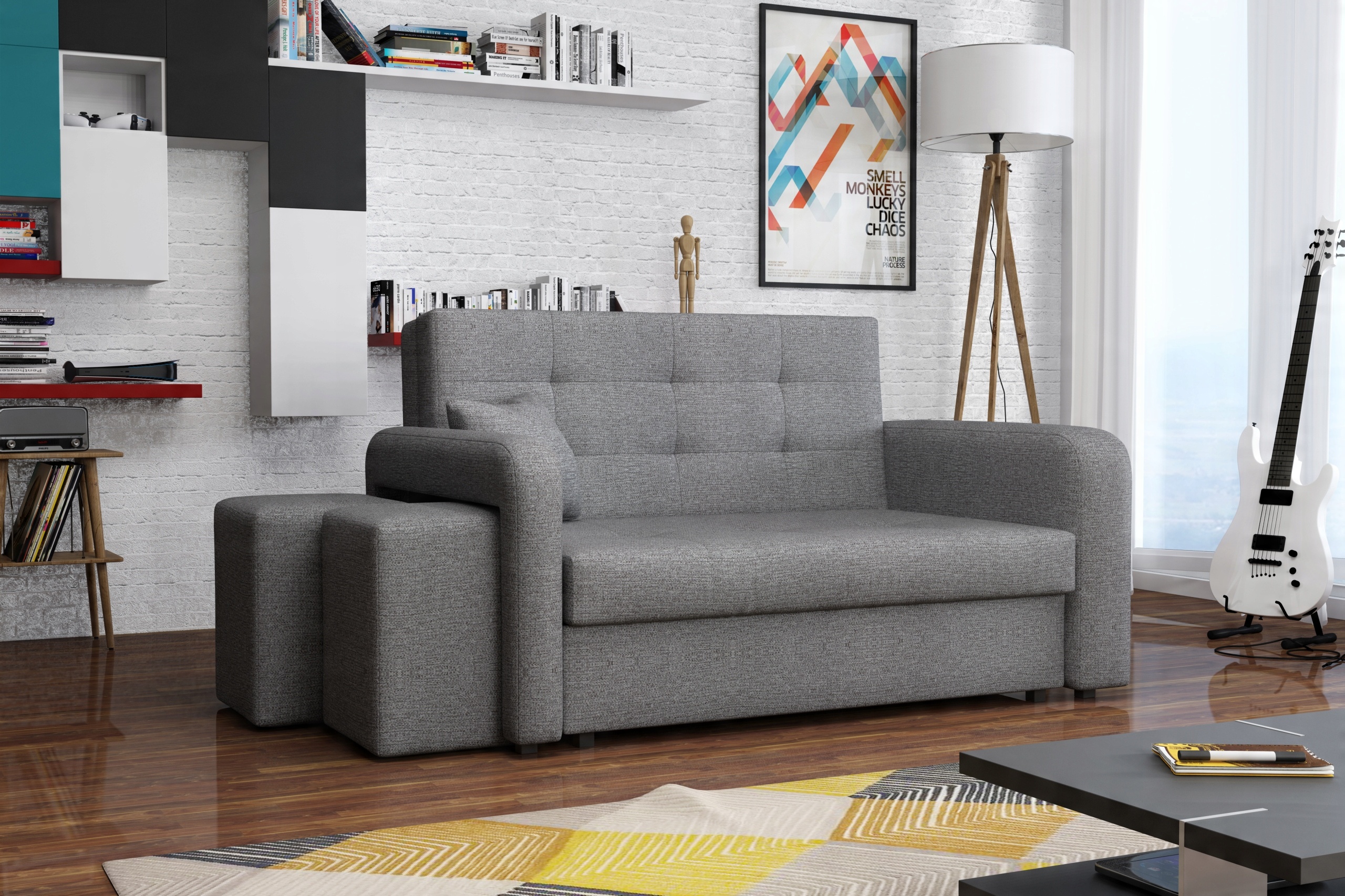

dwuosobowa sofa Viva II Dream z podnóżkami zestaw