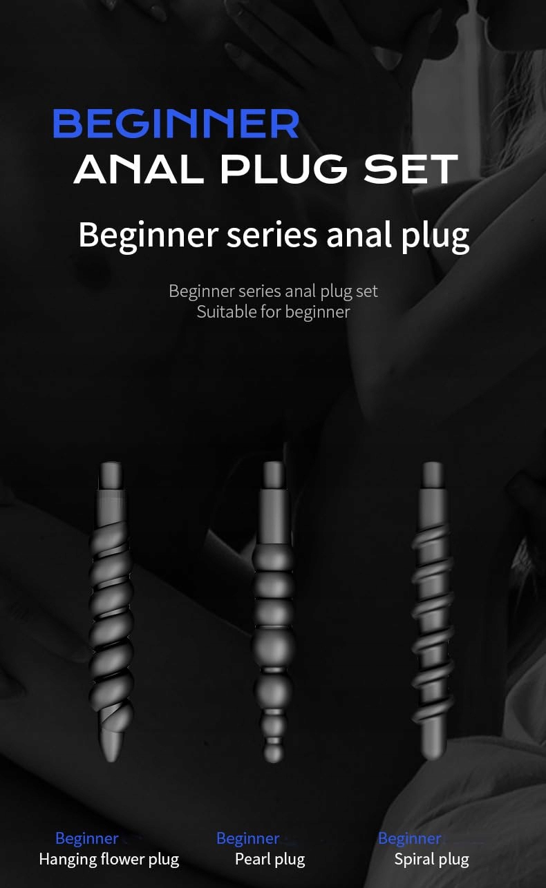 BLACK-3 Zestaw Silikonowych Analplugów z Pompką dla Kobiet i Mężczyzn — miniatura 6