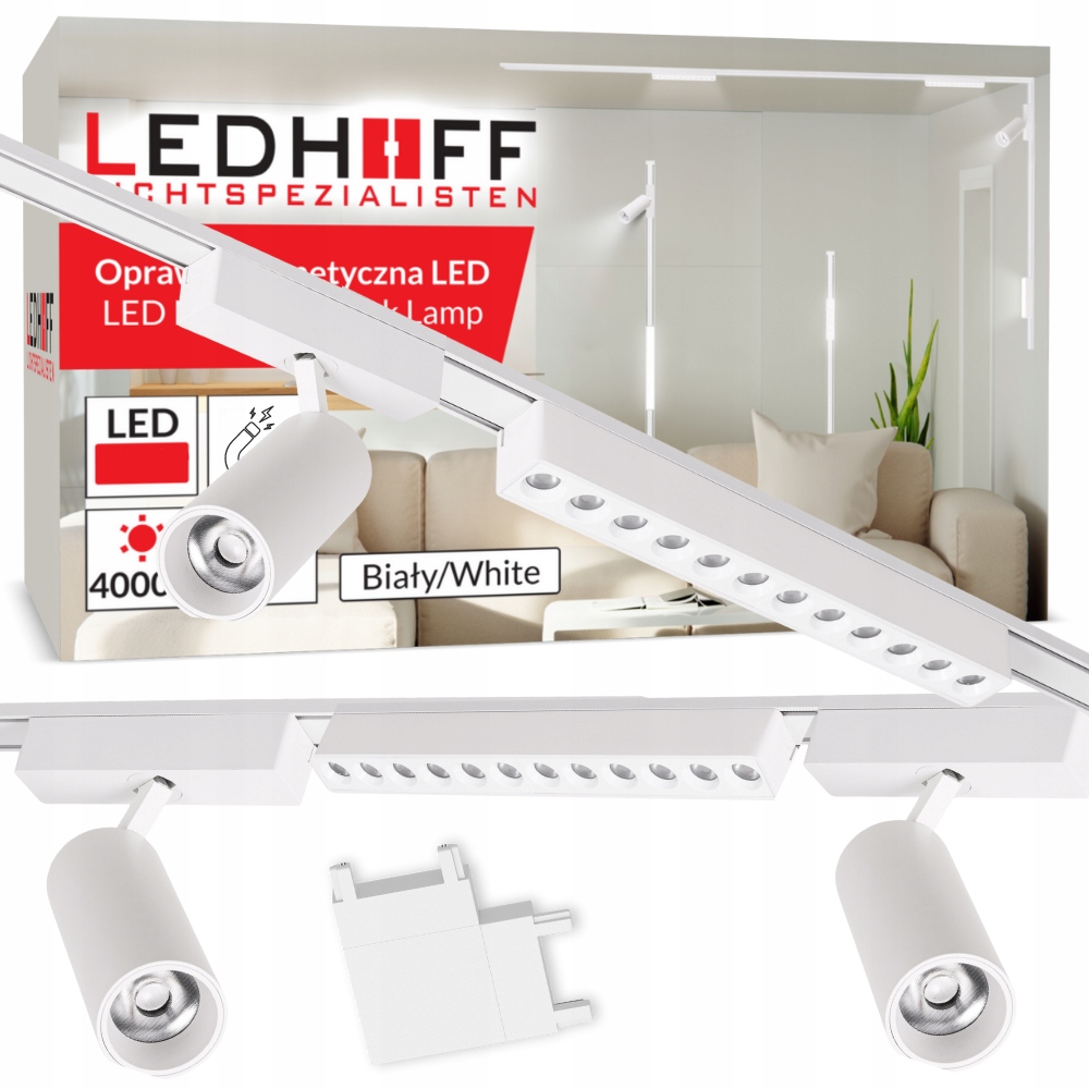 Magnetický kábel Lišta 2 m 5x reflektor Led lampa Biela Set