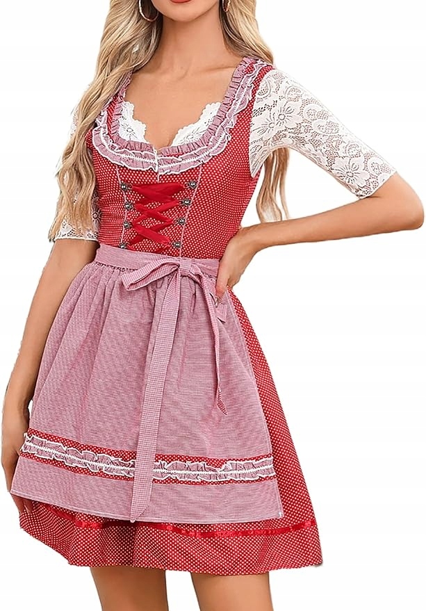 Šaty Dirndl s zástěrou Oktoberfest Elegantní bavorská Xs