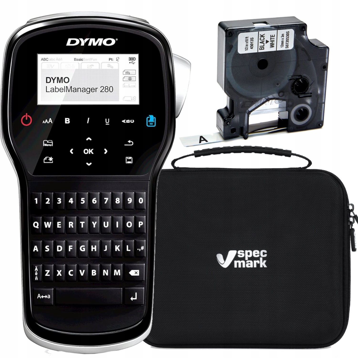 Tlačiareň Dymo LabelManager LM280 sada napájacích zdrojov, kufrík Pro, páska 45013