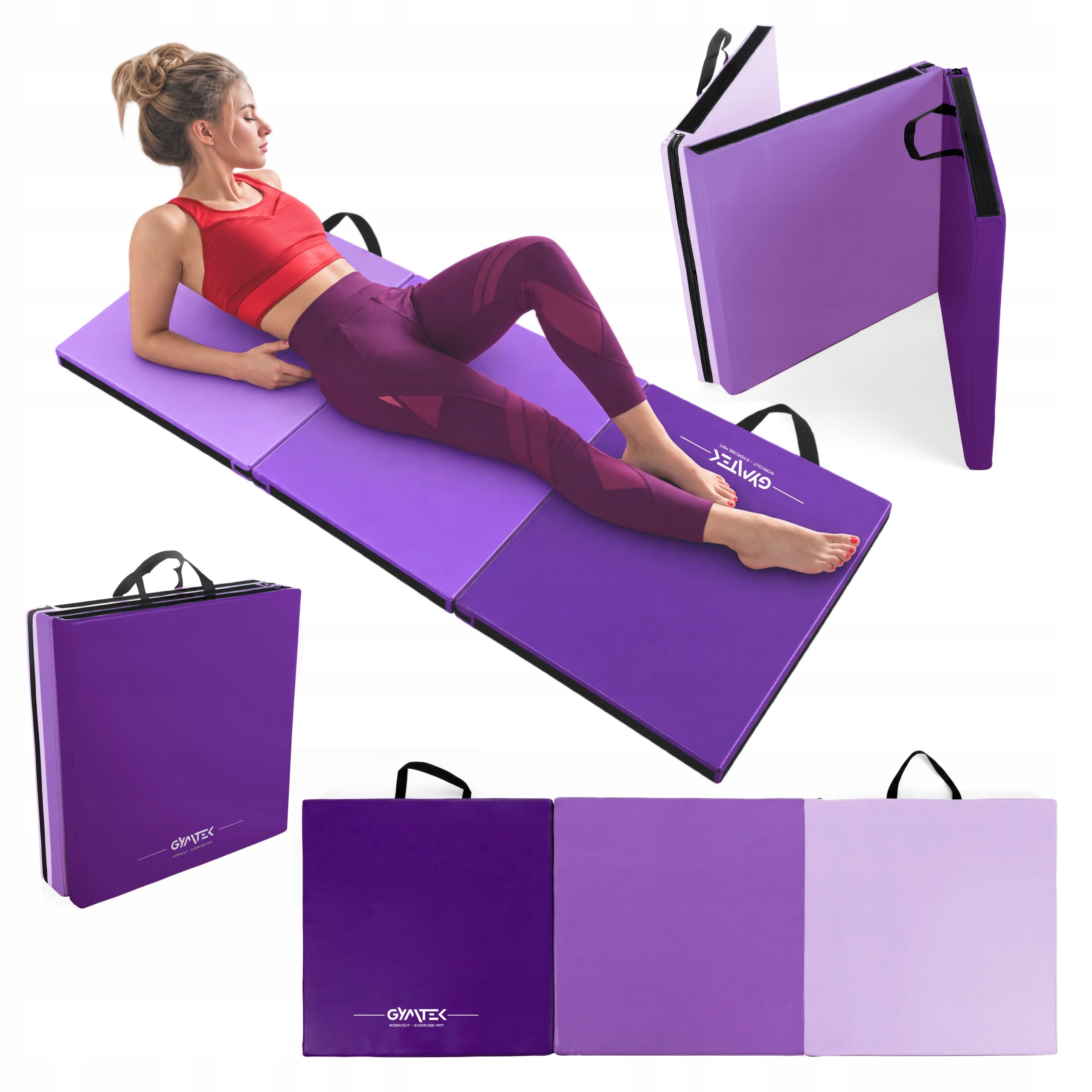 Materac Gimnastyczny Do Ćwiczeń Fitness Składany Triple 180x60x5CM Gymtek