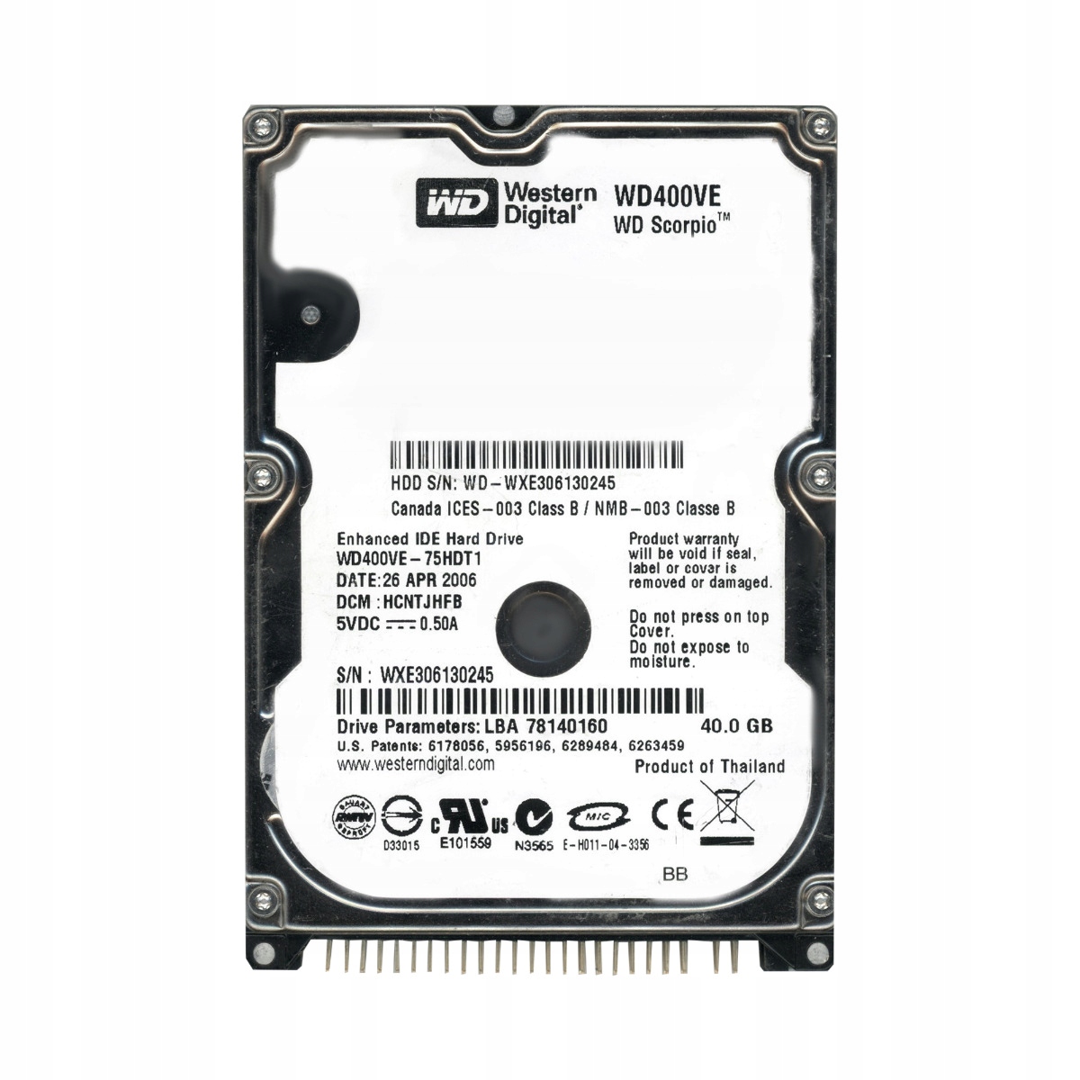 Wd Scorpio 40GB 5.4K 8MB Ata 2.5'' WD400VE