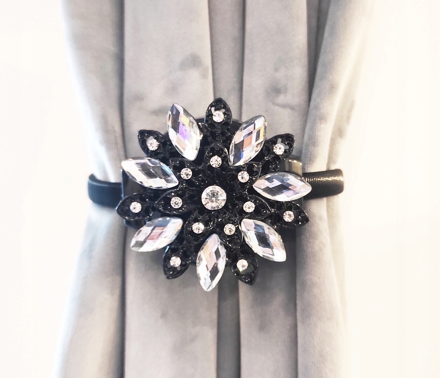 

Czarna Klamra Spinka Firan Zasłon Magnes Łezka