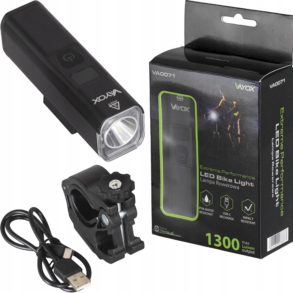 Lampa na kolo Vayox přední 1300 lm Led osvětlení na kolo 4500 mAh