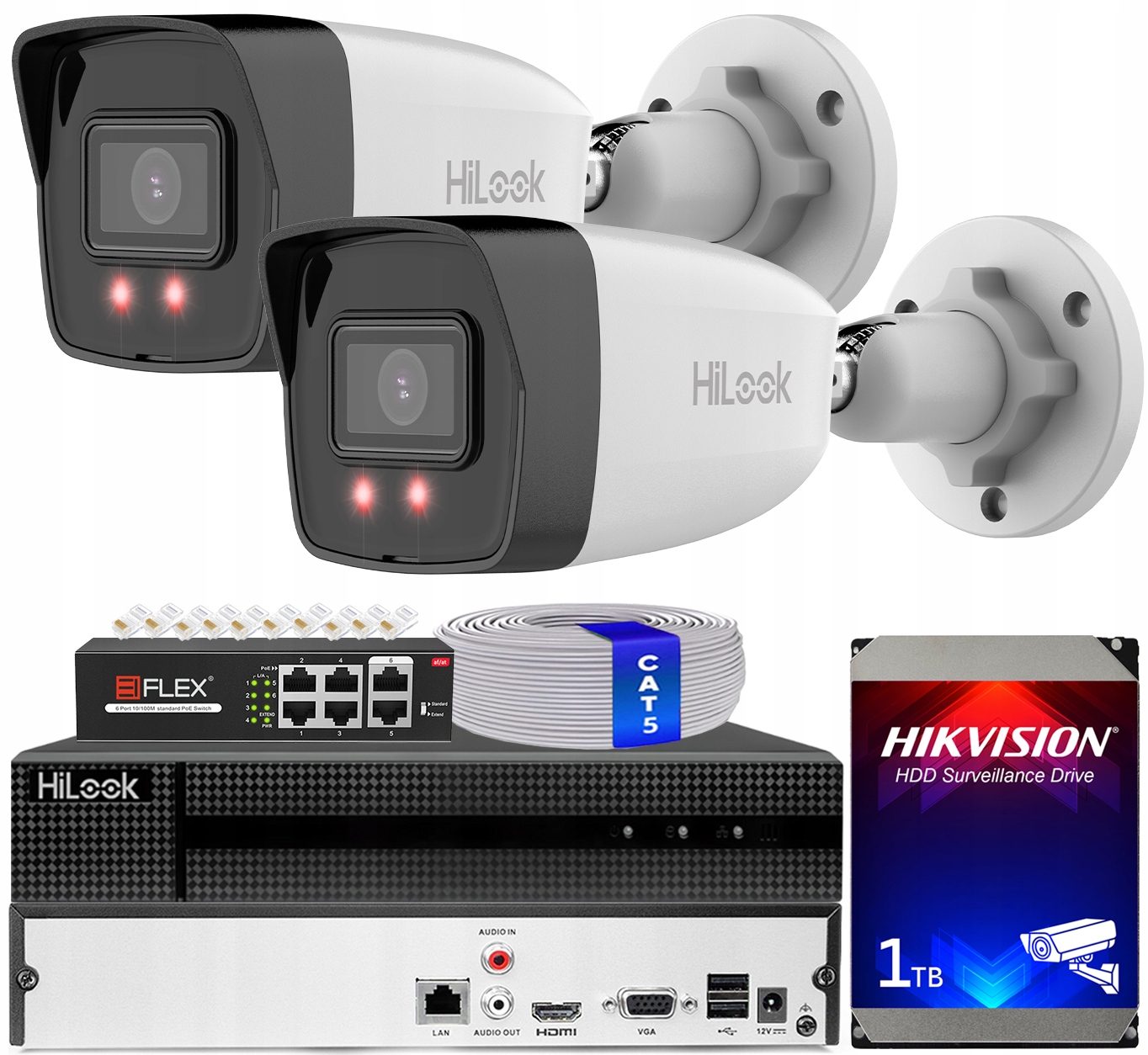 Sada pro monitorování 2x Kamera IPC-B180H 8Mpx HiLook od společnosti Hikvision