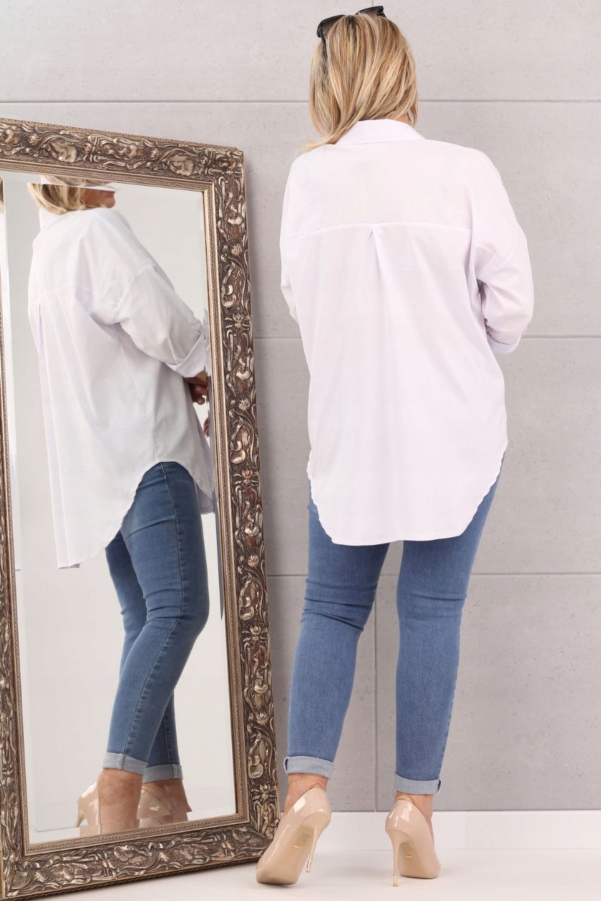 KOSZULA DAMSKA DUŻE ROZMIARY ELEGANCKA DŁUGA OVERSIZE STYLOWA GŁADKA Płeć kobieta