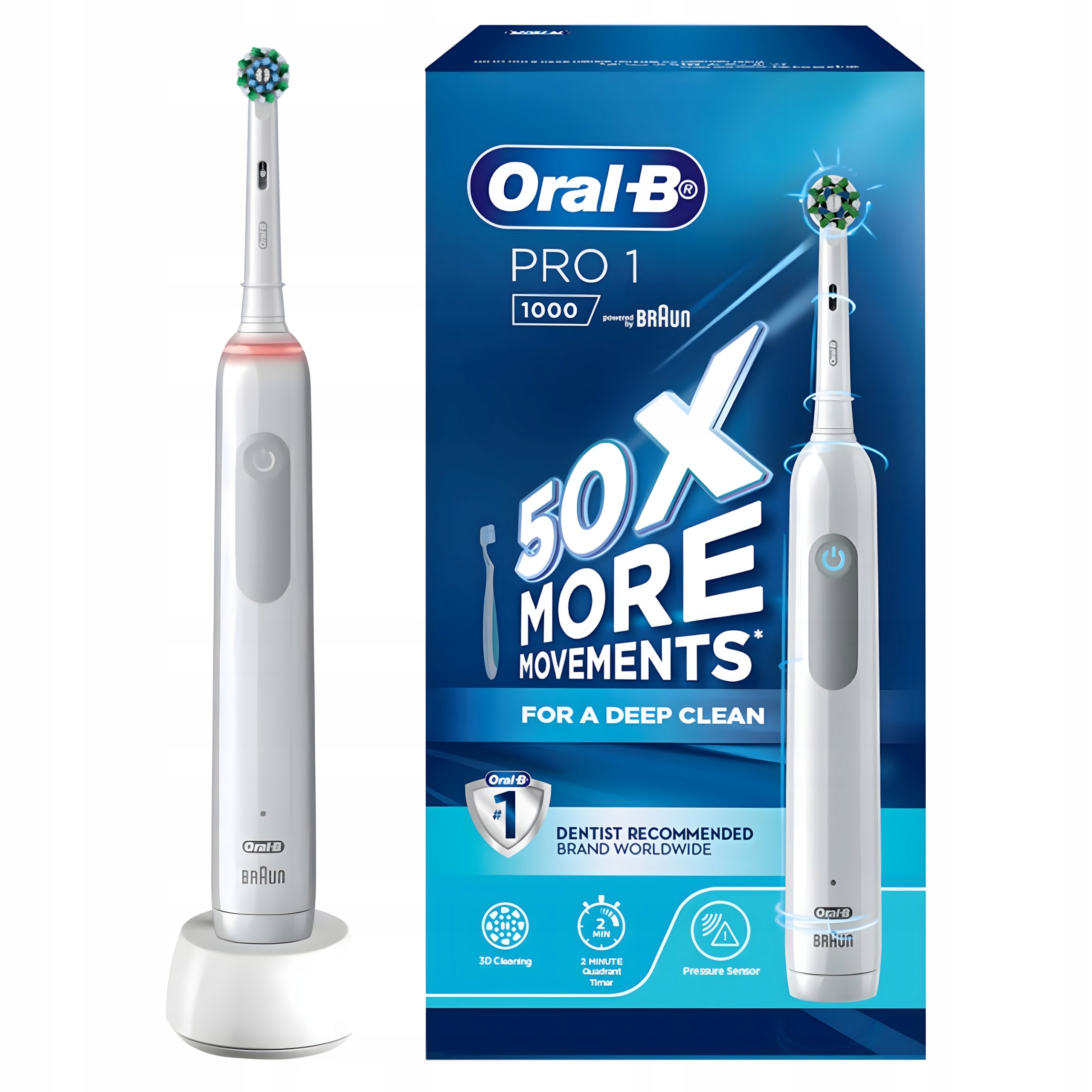 Szczoteczka Oral-B Pro Series 1 1000 biała akumulator timer 2 min ładowarka