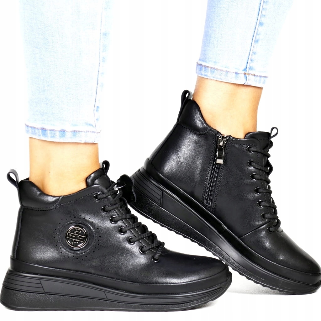 Černé Kožené Kotníkové Boty Na Podpatku, Pohodlné, Teplé, Módní A Pohodlné Boty