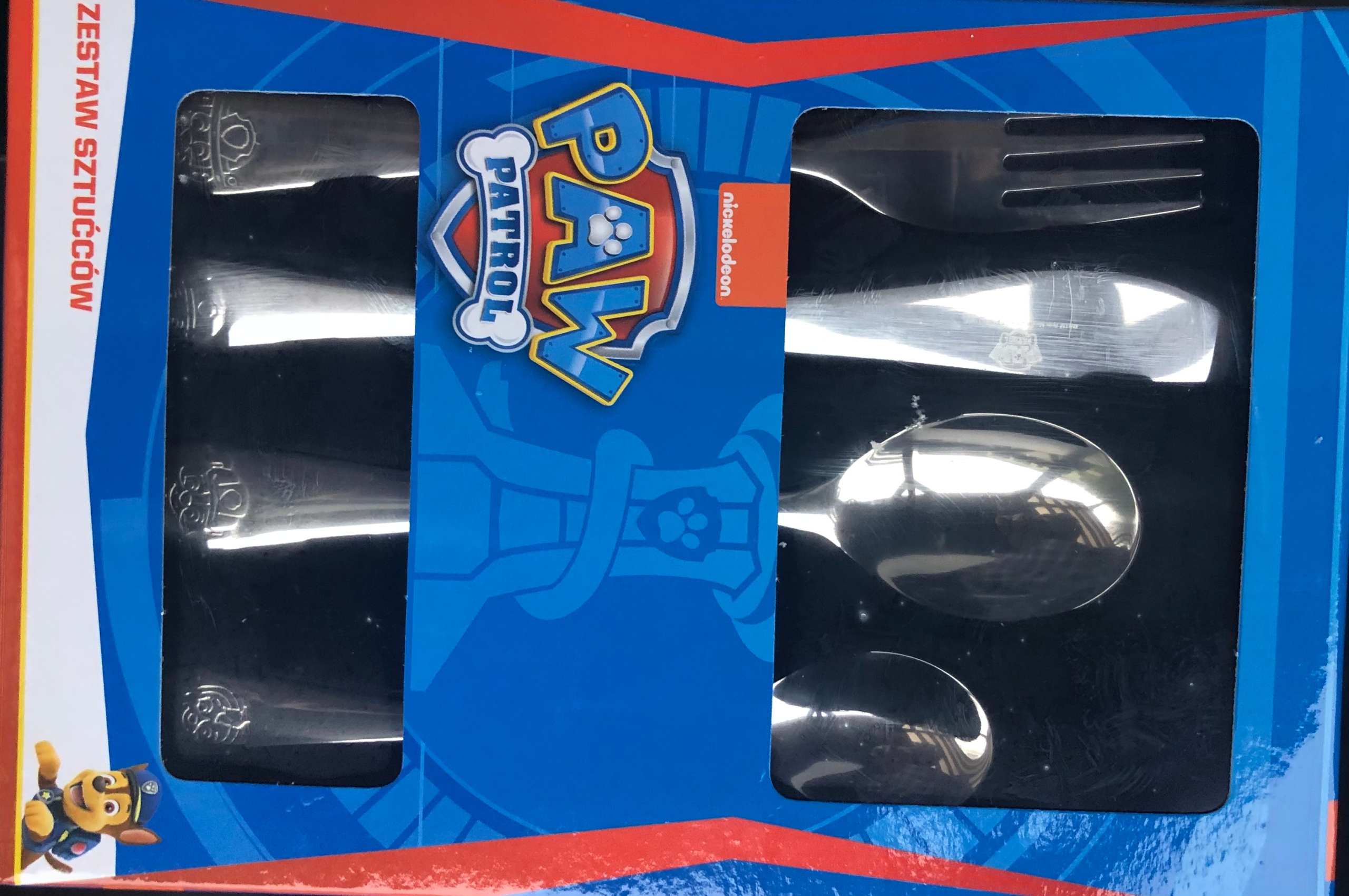 KOMPLET SZTUĆCÓW SZTUĆCE DLA DZIECI PSI PATROL 4 el ZESTAW STALOWE OLDMAN Materiał wykonania metal