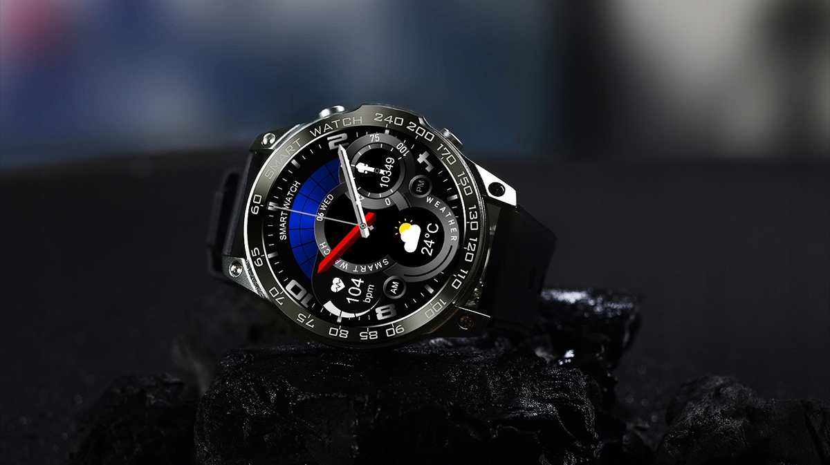 SMARTWATCH ZEGAREK MĘSKI MENU POLSKIE ROZMOWY PULS SMART WATCH AMOLED PL Szkiełko mineralne