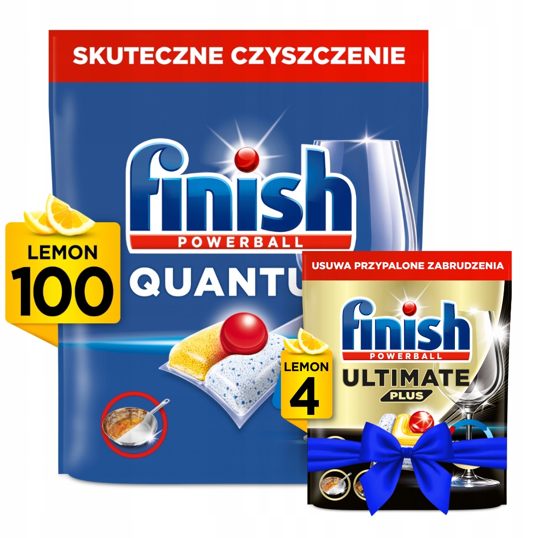 Kapsle do myčky Finish Quantum Lemon 100 ks 4 ks Bonus