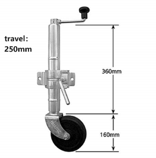 Koło podporowe manewrowe do przyczepki lawety kempingu 200 kg fi42 Numer katalogowy części SUB31830