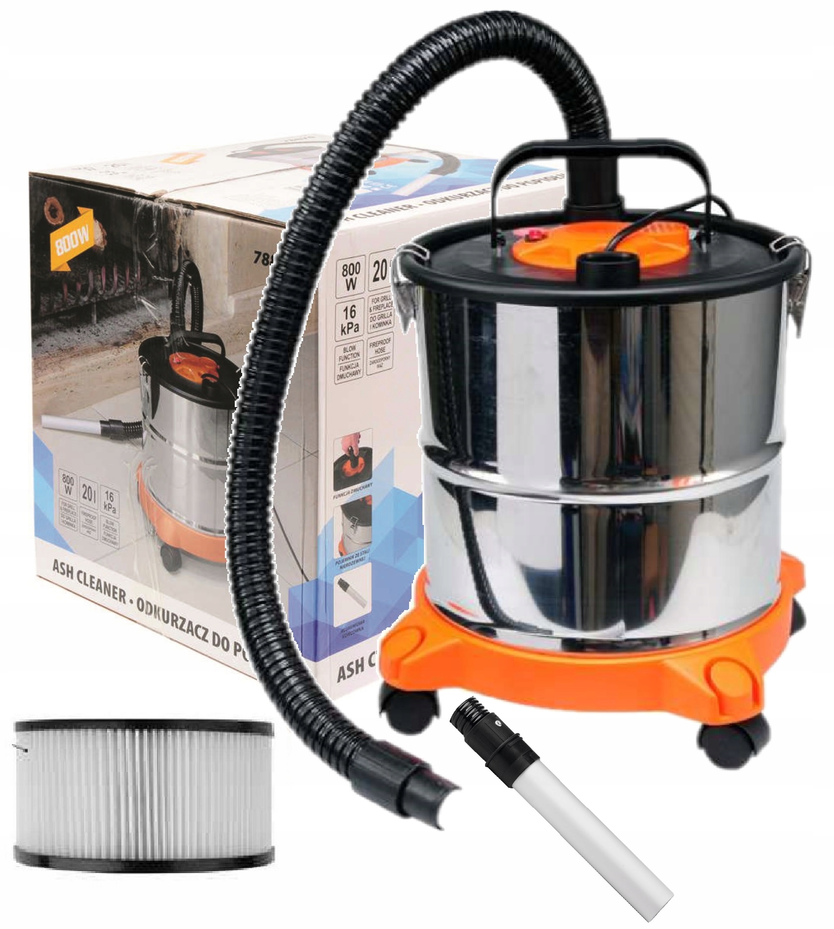 Vysavač Z Grilovacího Kotle Krbu Hepa Dmychadlo 20L 800W 78870