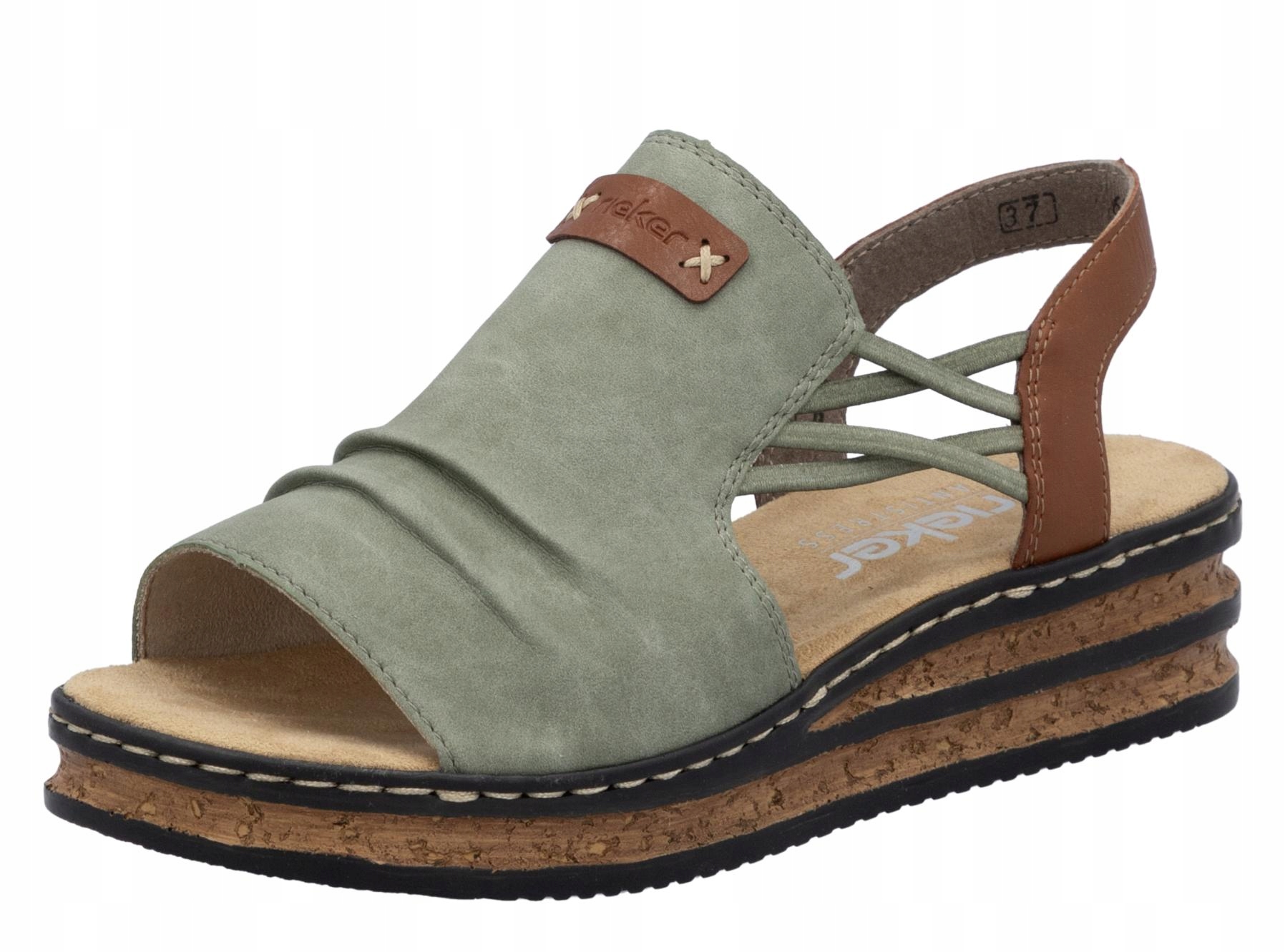 Rieker 62962-52 vel.37 zelené nazouvací sandály na klínku