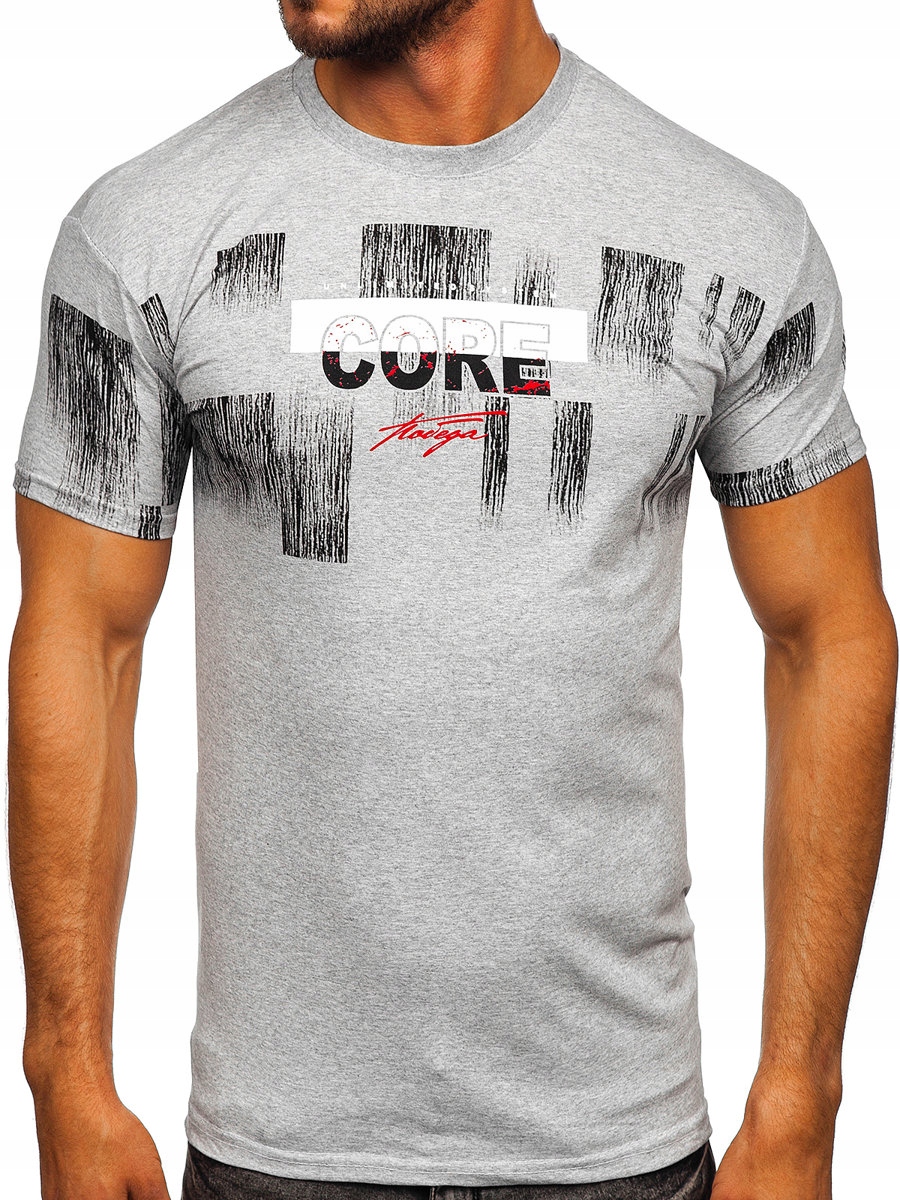 

T-shirt Męski Z Nadrukiem Szary 14703 DENLEY_2XL