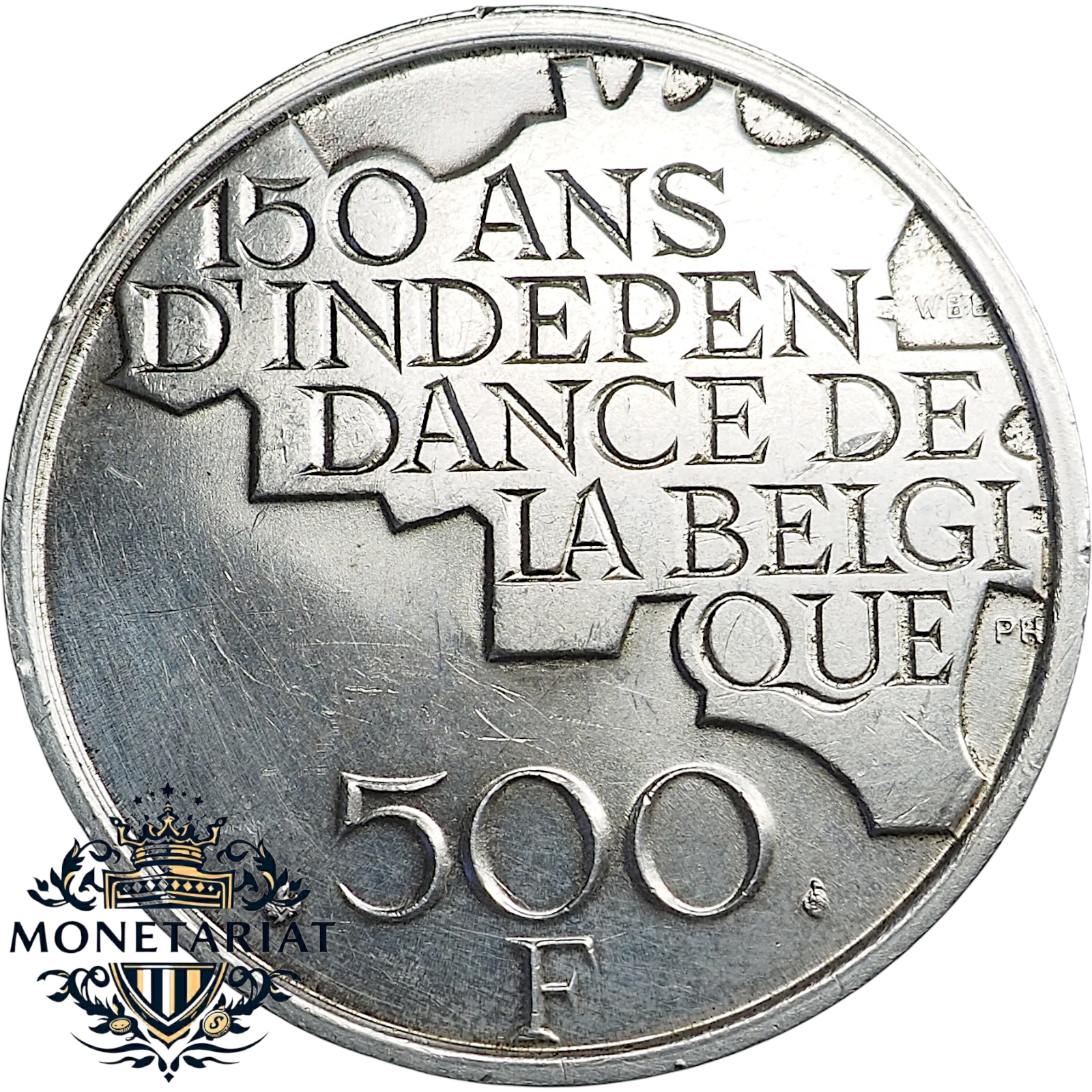 500 FRANKÓW 1980 - 150 ROCZNICA NIEPODLEGLOŚĆI - SREBRO - BELGIQUE - BELGIA