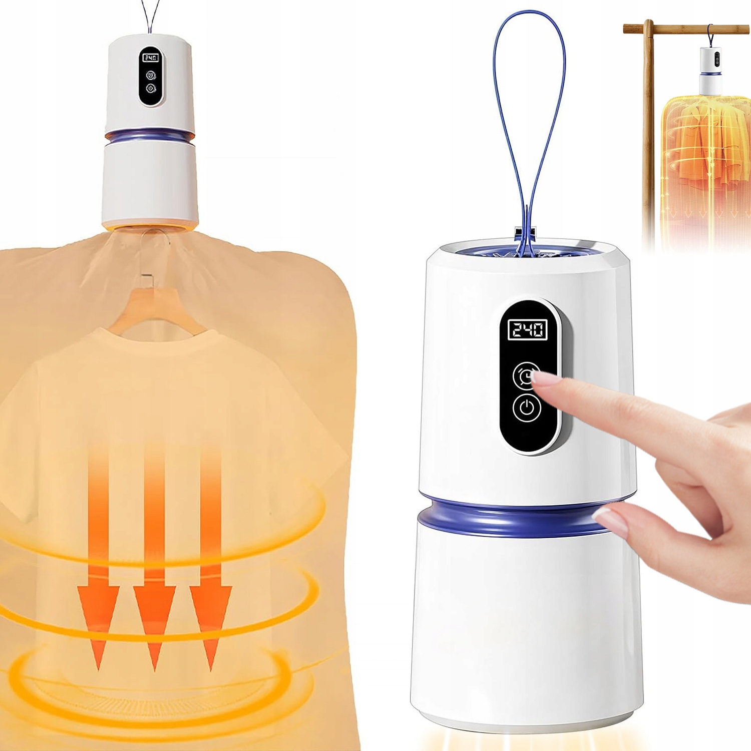 Levně Přenosná Sušák Na Prádlo 200 W Skládací Tiché Rychlé Sušení Časovačem