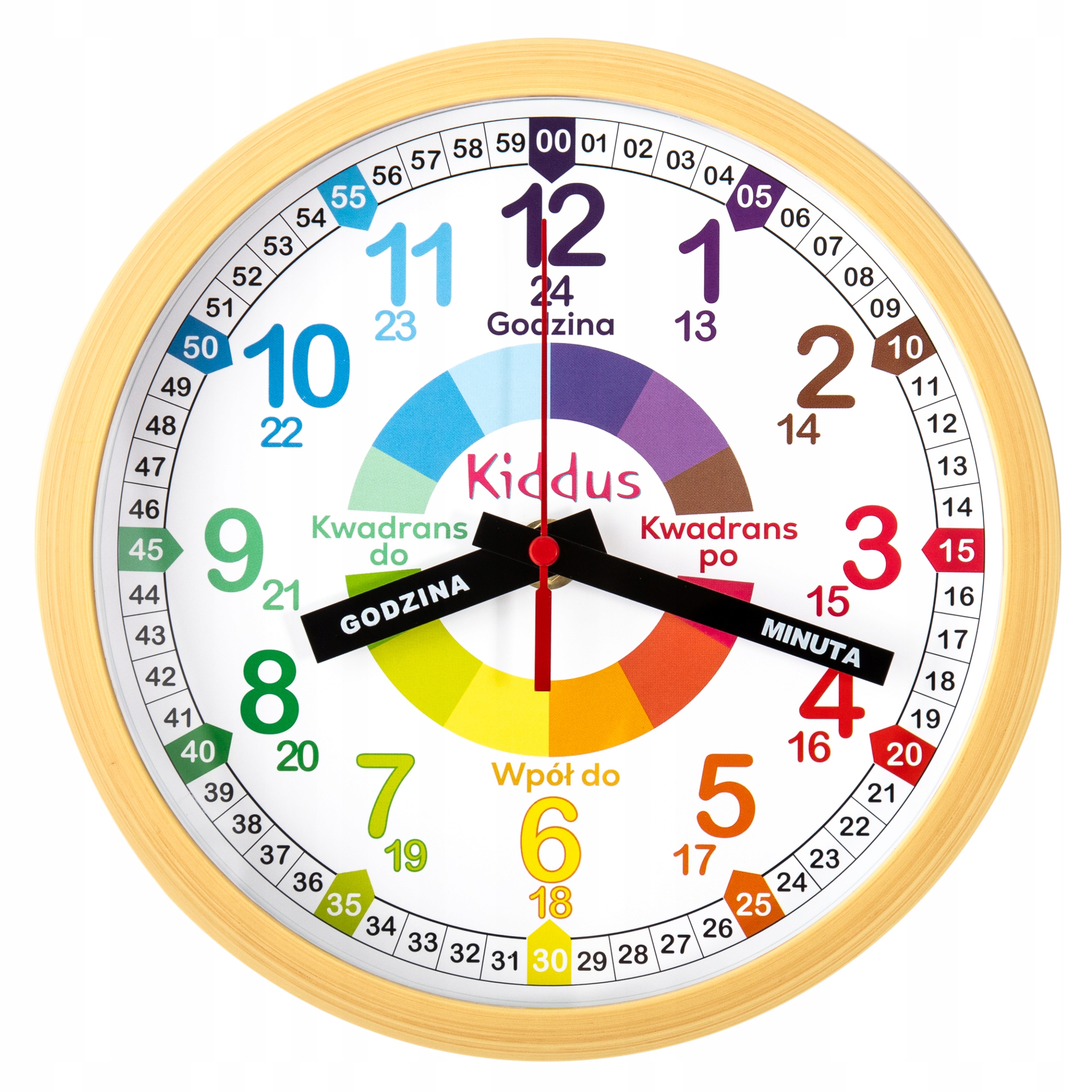 Kiddus Zegar ścienny dzieci Time Teacher. Cichy. Ćwiczenia do nauki godziny