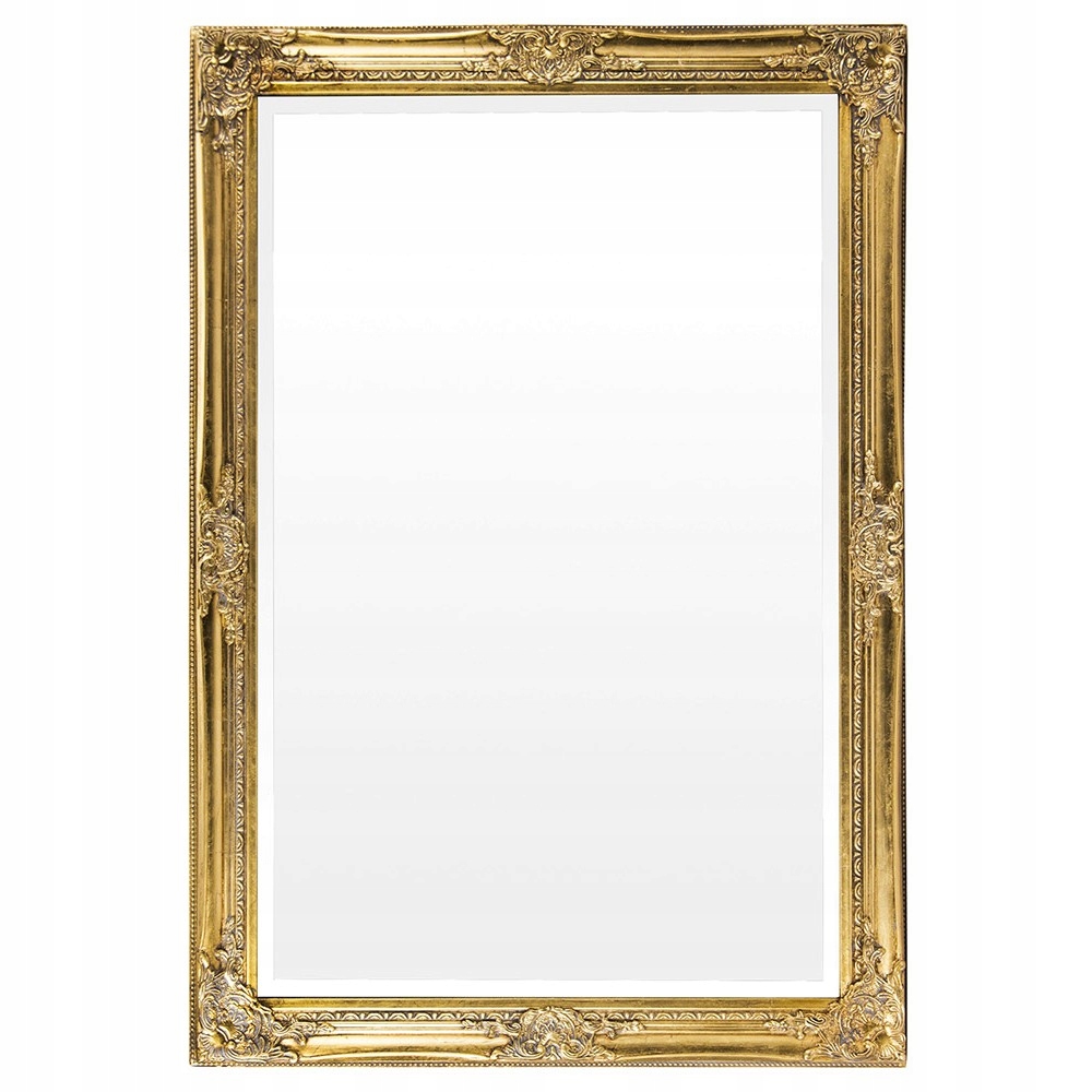 LUSTRO ŚCIENNE FAZOWANE ZŁOTE 100x70cm STYLOWE PROSTOKĄTNE