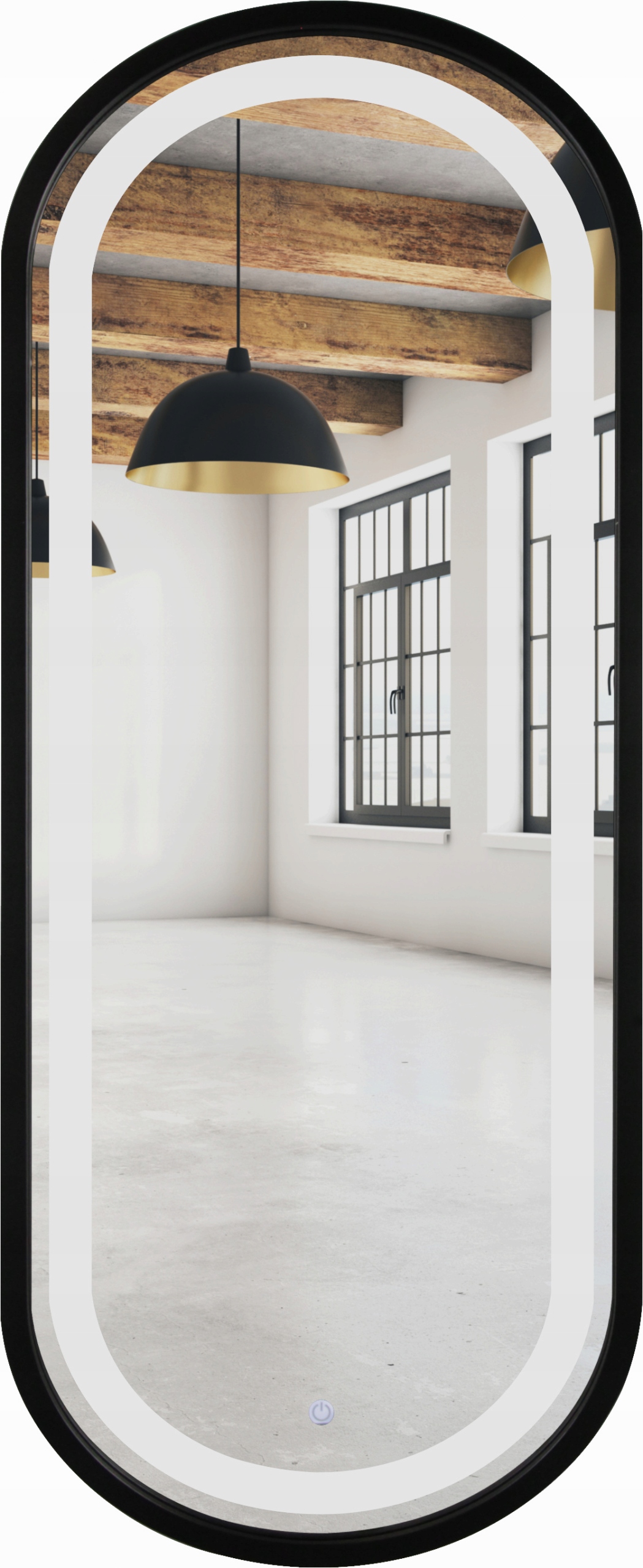 

Lustro Owalne Czarne Led Z Włącznikiem 50x115 CM