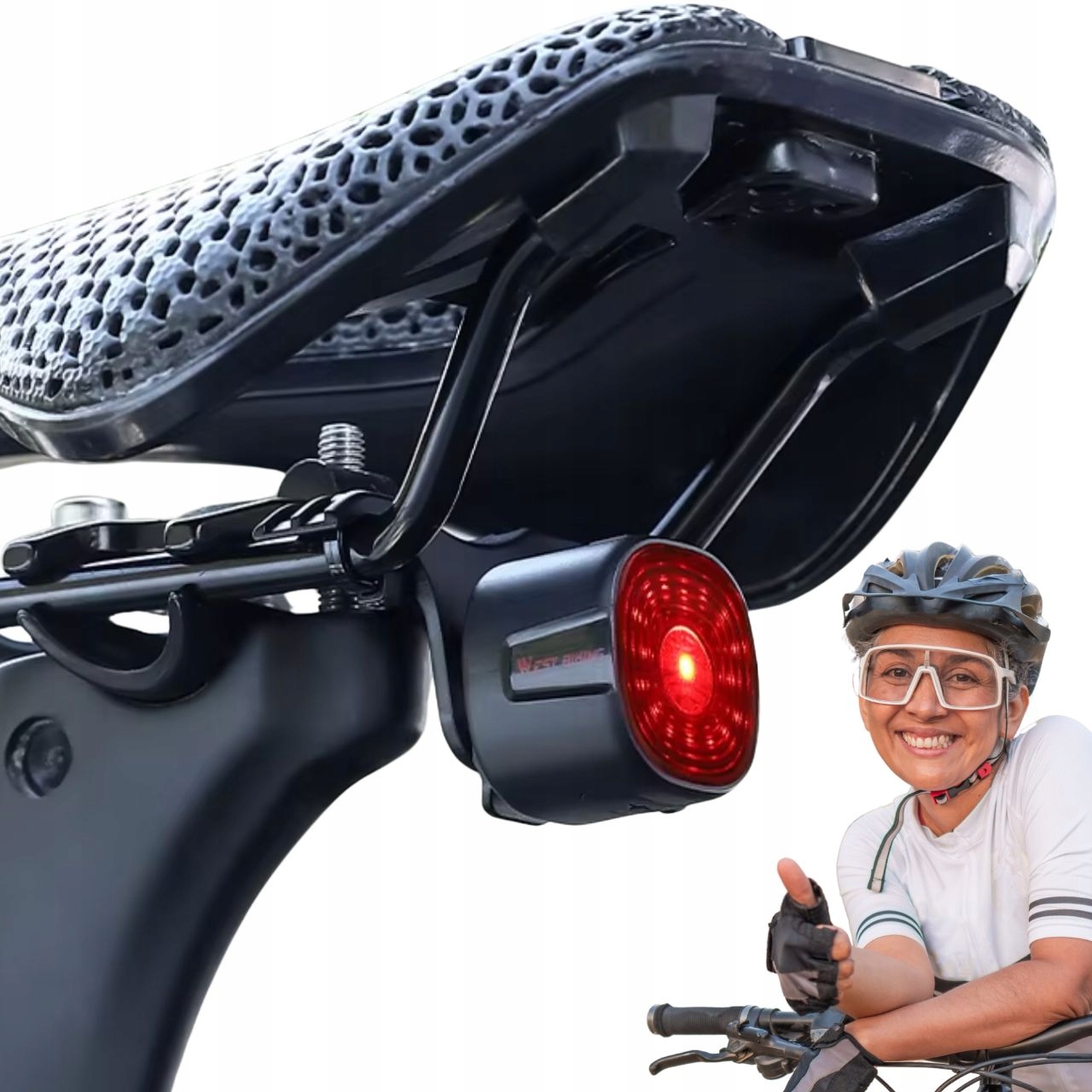 Inteligentna lampka rowerowa tylna Led do roweru pod siodełko Stop 60h Usb