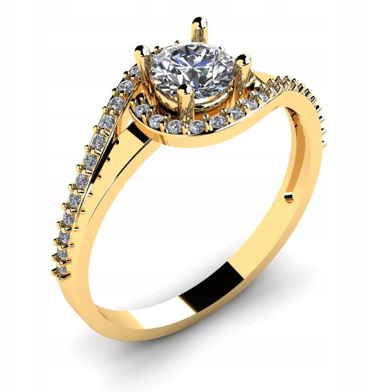 

Błyszczący Pierścionek Złoty Zaręczynowy