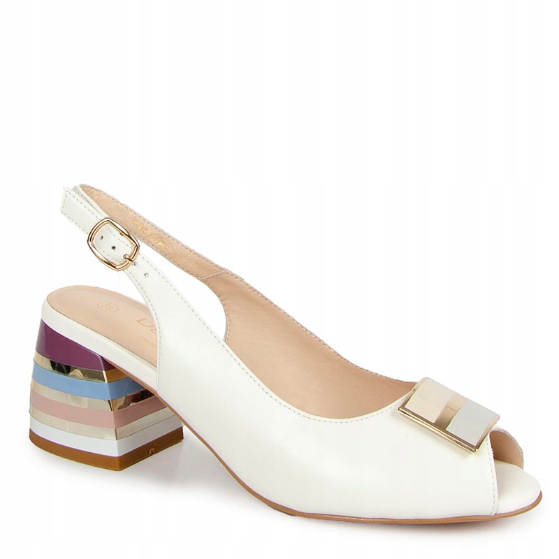 S.barski CR51-007 Bílé Kožené Sandály S Ozdobou 36