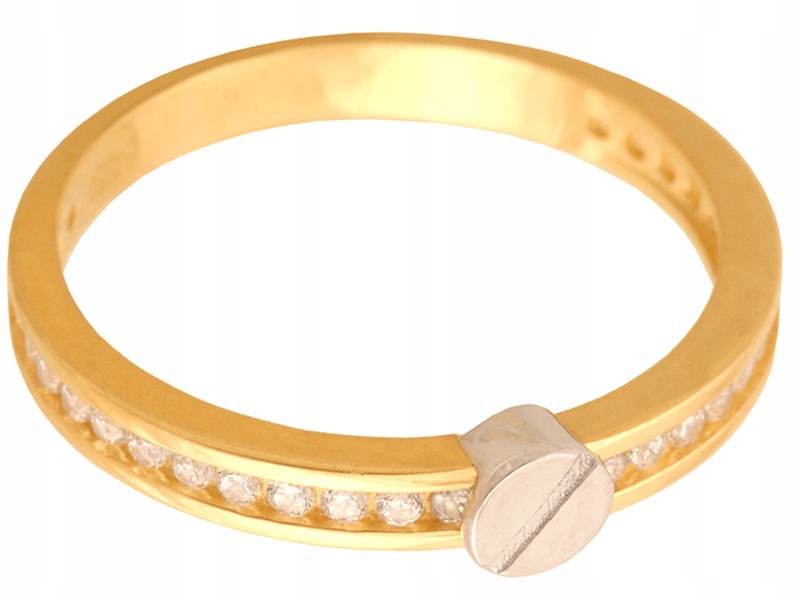 Zlatý prstýnek z bílého zlata 585 zirkony klasický lesklý model