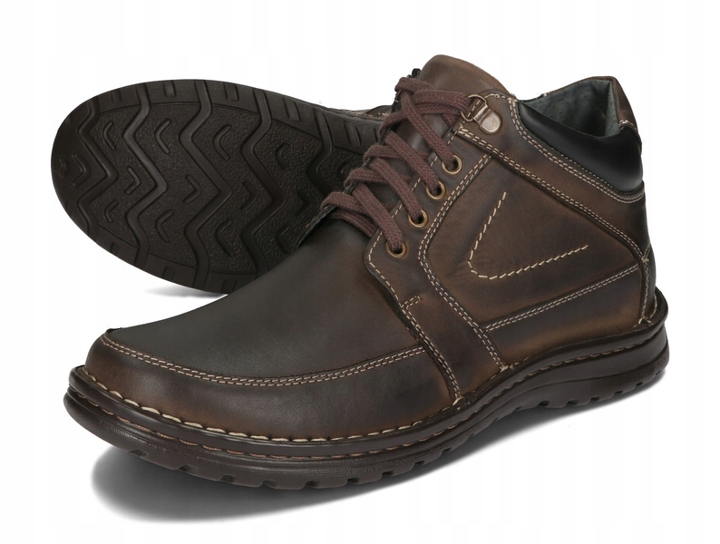 PÓBUTY ZIMOWE TRZEWIKI OCIEPLANE SKÓRA 184 CBR R 46 Kolor brązowy