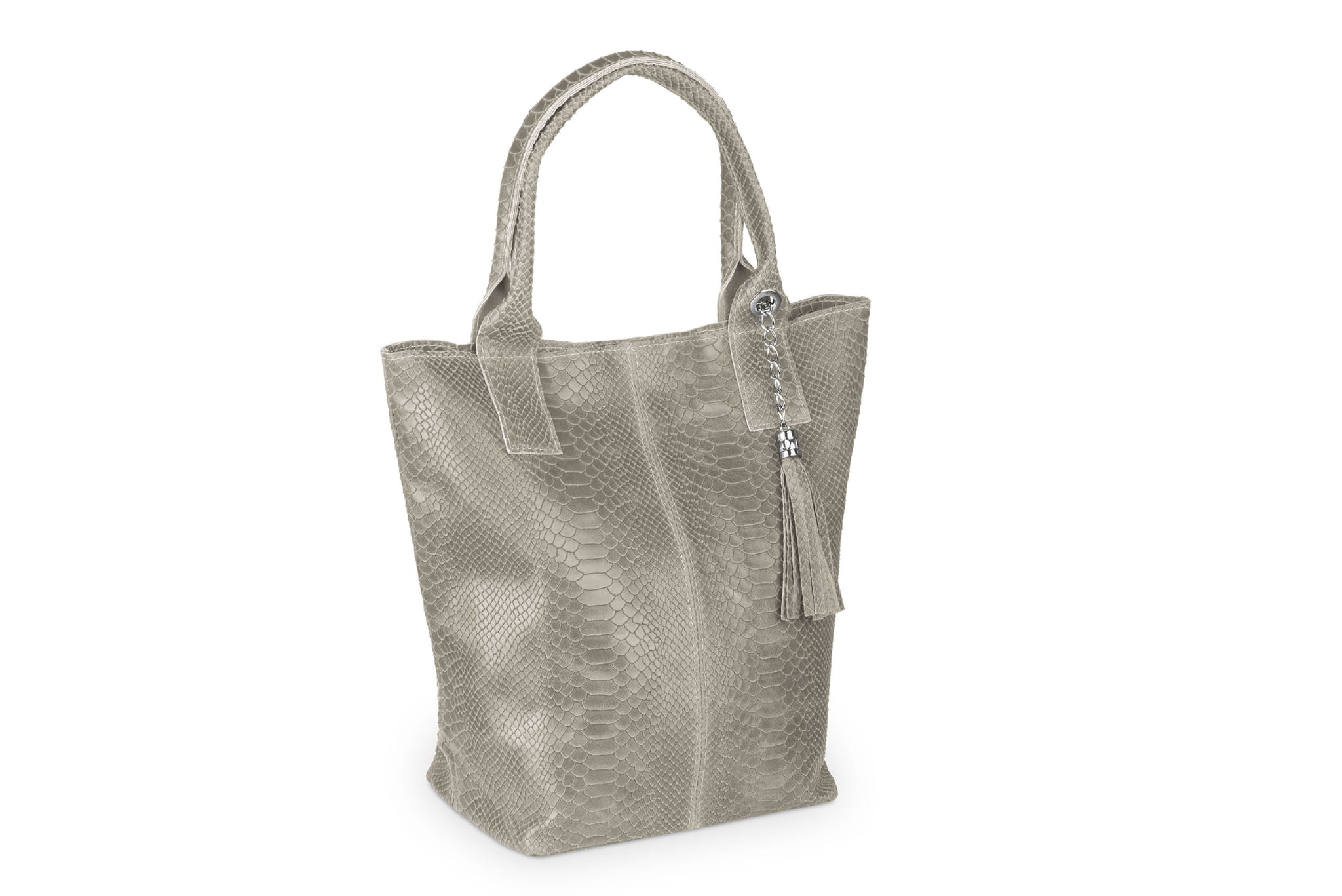 Kožená taška Vera Pelle Olivia Snake Taupe