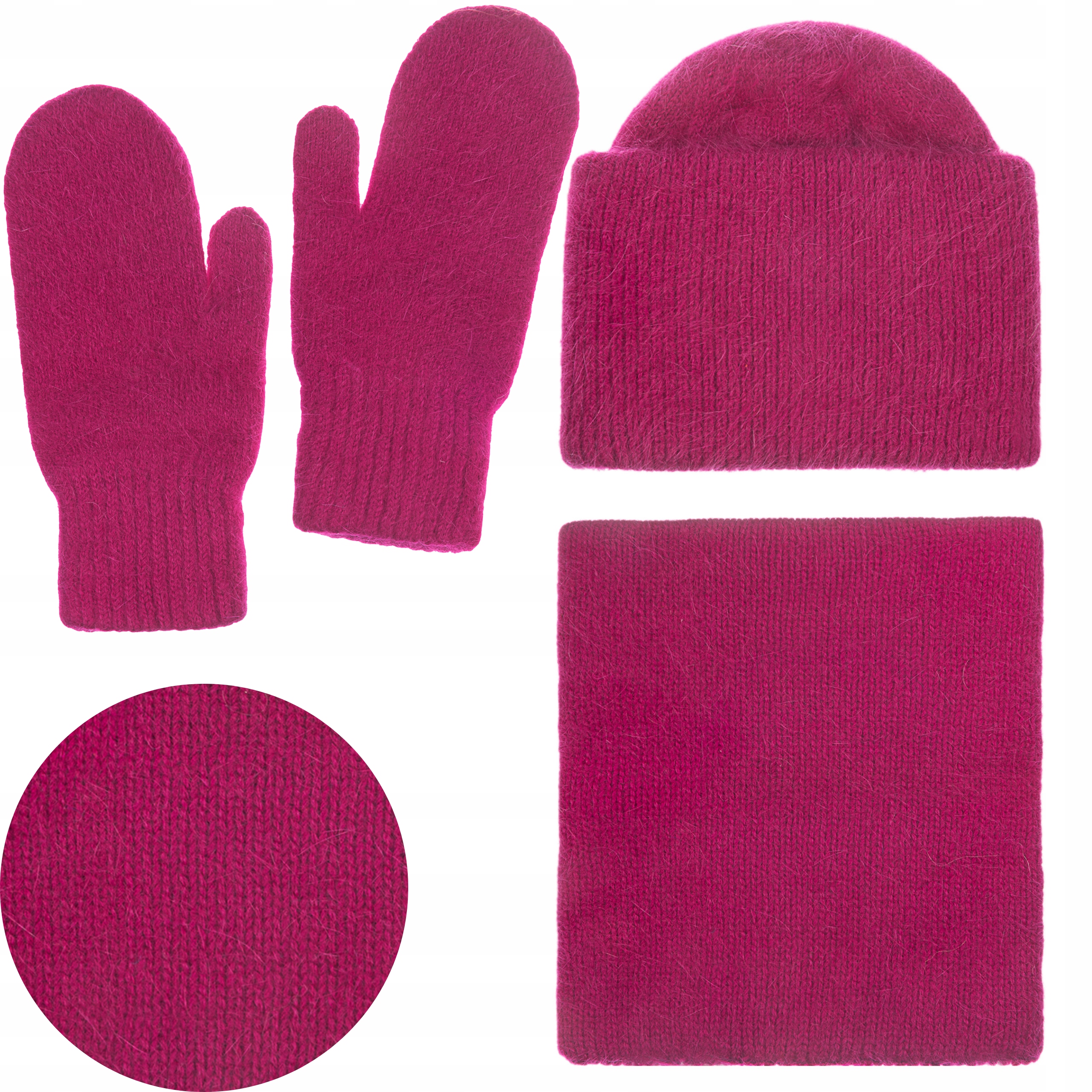 Dámský Zimní Komplet Podzimní Majka Šátek Čepice Rukavice Fialová