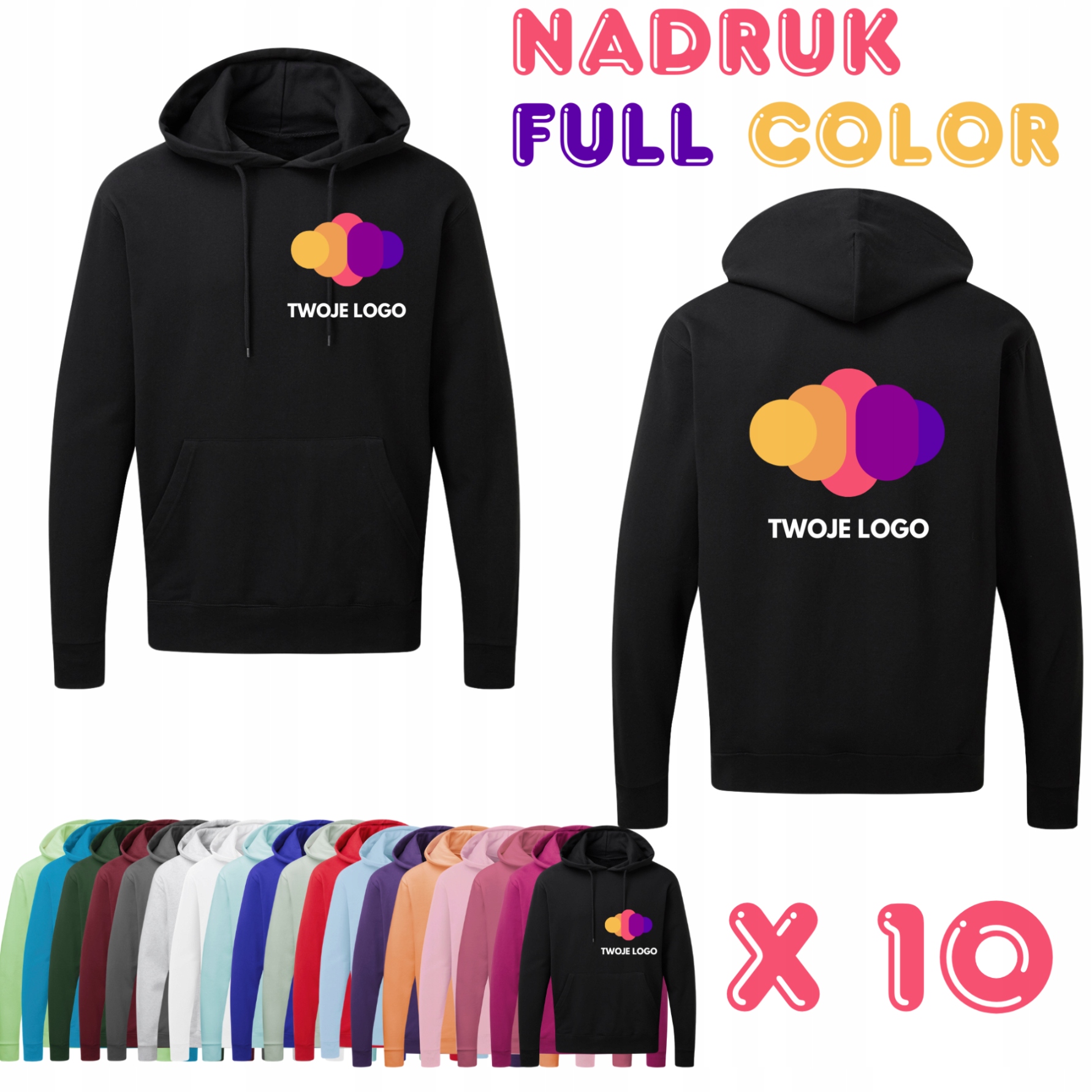 10 x Mikina S Kapucí S Vlastním Potiskem Dtf Oblečení S Potiskem Design