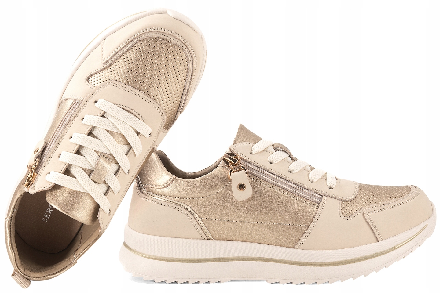 Sergio Leone SP-116 Dámské Kožené Polobotky Tenisky Pu 38 Zlatá