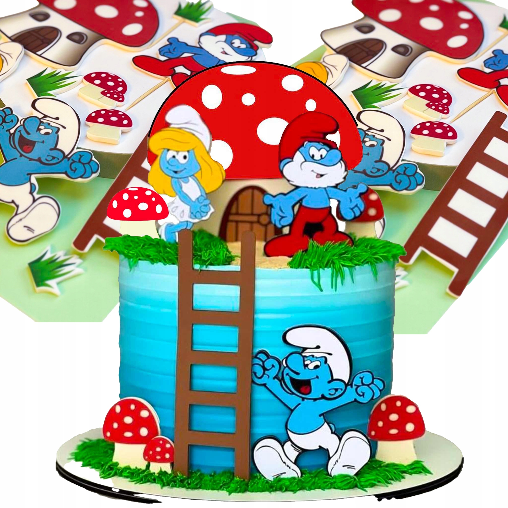 Velký XXL set na dort Smerfy 12 El 2D ozdobné figurky oplatek