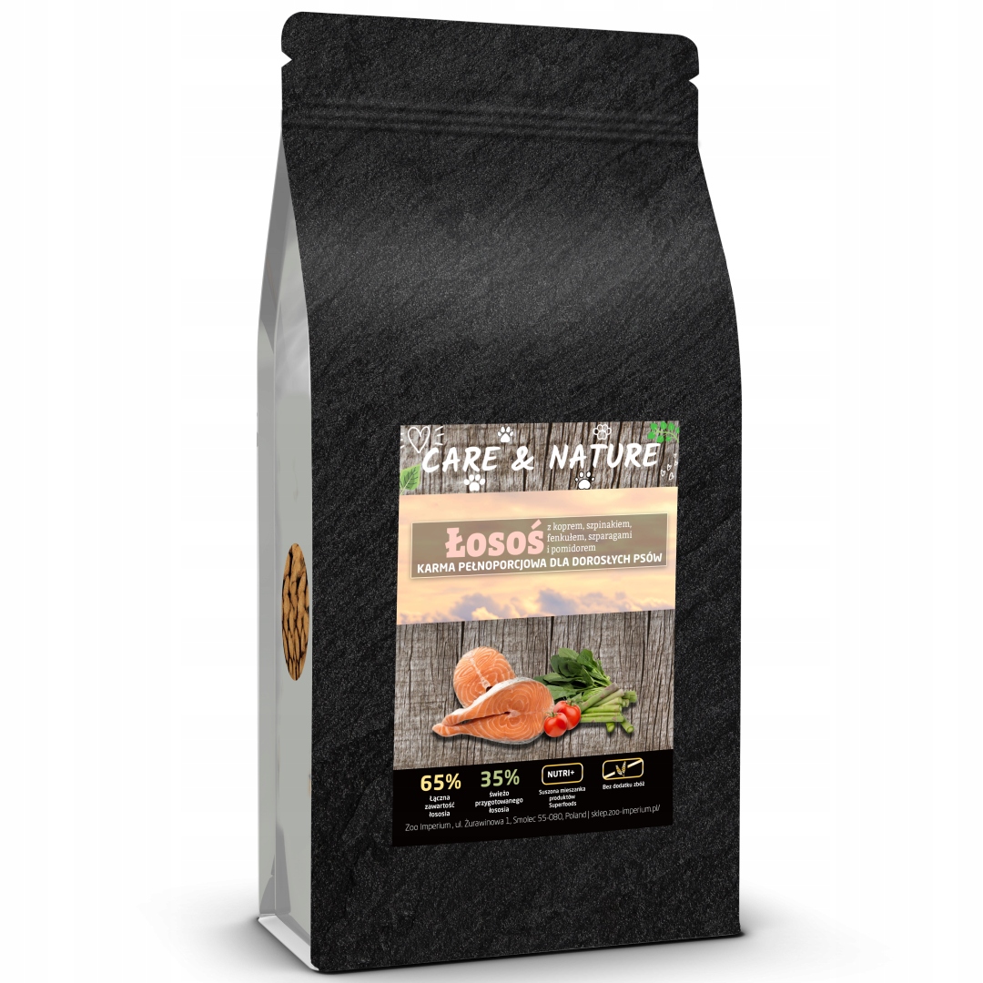 Levně Suché Krmivo pro psy Care and Nature Skotský losos 65% Bez obilovin 12 kg