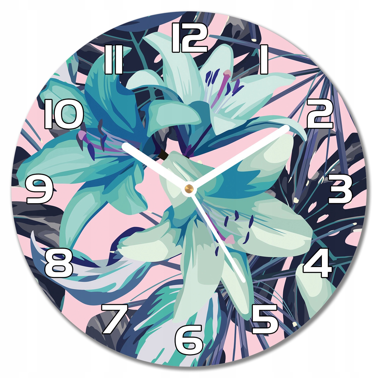 

Nowoczesny wiszący zegar Malowane lilie f30 cm