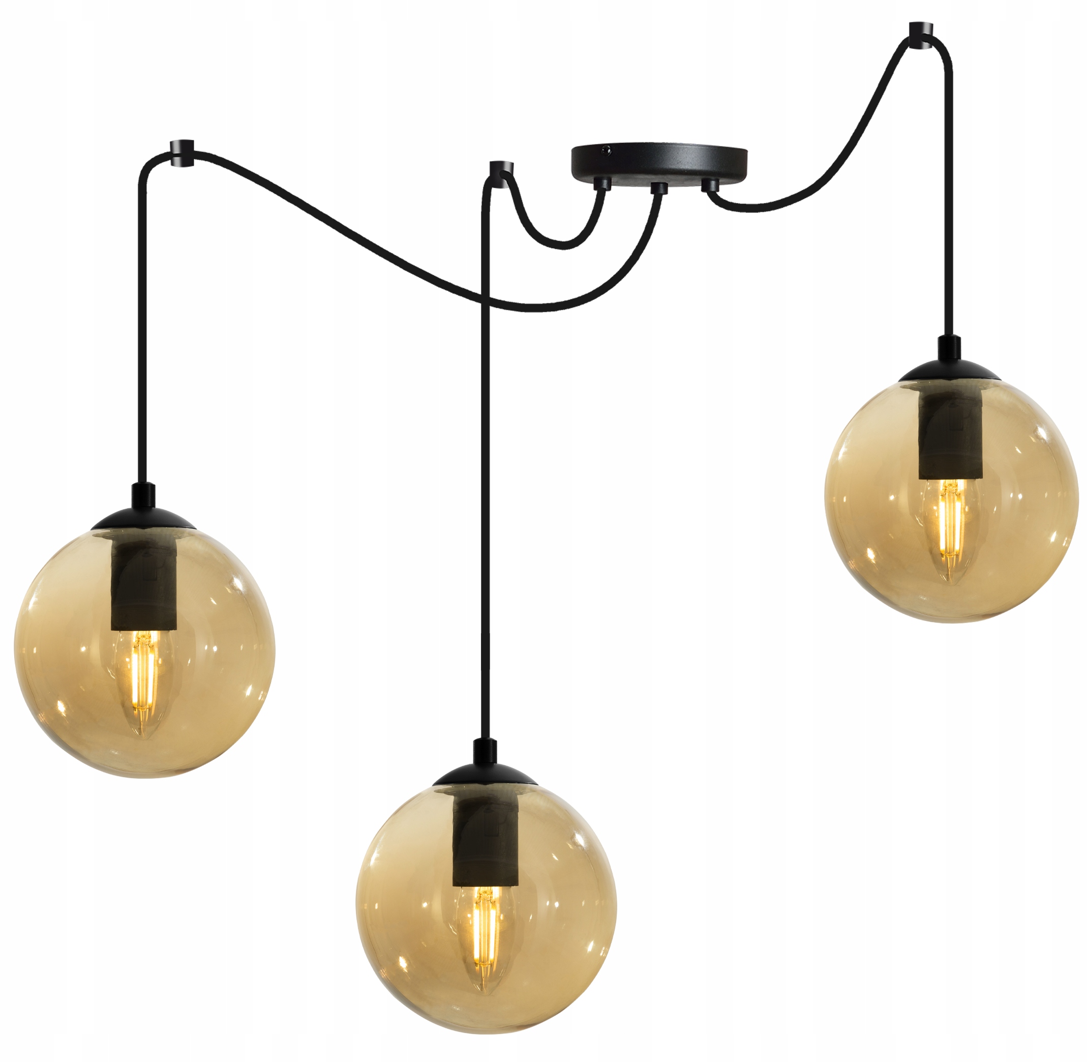 Závesná Stropná Lampa Luster Trojitá Sklenená Guľa Pavúk Loft Moderná